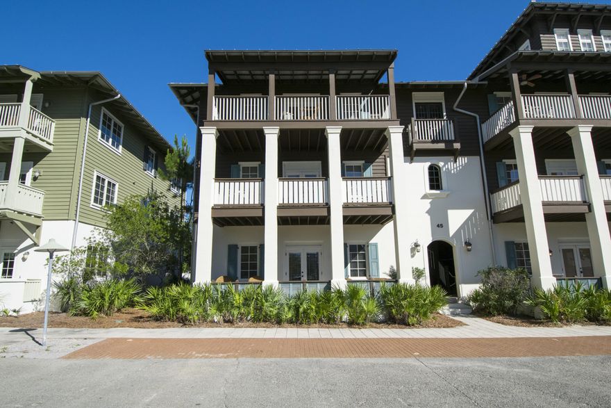 This is the Rosemary Beach opportunity you have been waiting for; a Flats at Rosemary Beach ground floor condo that has 1214 square feet with 2 bedrooms, 2 baths plus 2 built-in bunk-beds. A very easy entry from both the rear parking area and the frontage on St Augustine Street. A walk-out front porch adds to the enjoyment of this condo. The features include all electric appliances and tile flooring. The new Rosemary Beach Property Owners Community Complex is a just a few steps away with a 82' Swimming Pool, Owner's Club Room and Amphitheater. Plus St. Augustine Green provides an ample open space for kids and family activities. Being sold furnished with minimal exclusions. Buyer to verify all dimensions and measurements.