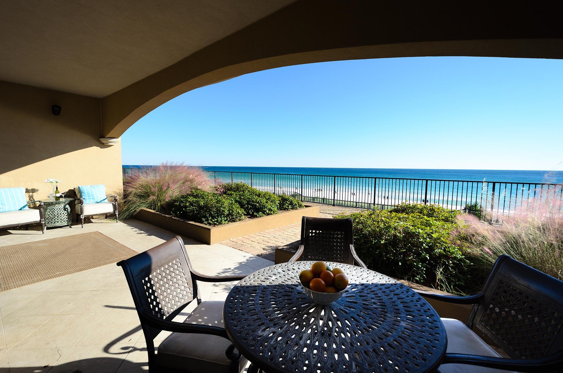 Situated on Destin's pristine white beaches, Villa Coyaba Unit 107 is a 2,222 square foot luxury condominium offering a beach haven of rest and relaxation. This property is the original developer owned unit boasting all the upgrades available and has been one of the top rental performers year after year! Featuring 4 bedrooms and 3 bathrooms, this sophisticated unit comfortably accommodates 12 and features top of the line furnishings, a gulf front balcony with an unbeatable view and a fully equipped gourmet kitchen. This unit is professionally designed and decorated with Marge Carson and Baker Furniture. Highlights of this property include hand-blown glass fixtures over the bar, upgraded WoodMode cabinets, upgraded granite countertops, built in bunks and a complete home audio visual system