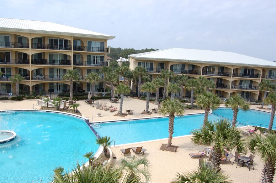 First floor POOLSIDE unit at the highly sought after condominium of Adagio! The 3 bdrm/3 bath unit is a perfect vacation rental or second home away from home. Fully functional floor plan offers large master suite separate from 2 guest rooms. Master suite bath features double vanity, large jetted garden tub and separate shower. Kitchen, Dining and Living Area all look out the sliding glass doors on to the patio which over looks the pool. Store all of your personal belongings in the owners closet big enough for all of your pool and beach necessities. Gas and charcoal grill are available right outside of the unit! Just past the 3 tiered pool are the beautiful beaches on the Gulf of Mexico! Don't miss out on this first floor unit at one of the finest condos along Scenic Hwy 30A!