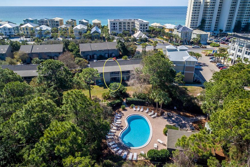 Cassine Gardens is a charming community located in Seagrove Beach, steps away from 30A and beach access. Walk to the beautiful white, sandy beaches, shops, and restaurants. This property has a strong rental history; would be perfect for rentals or permanent dwelling. Main floor is tile, with 1/2 bath, kitchen, living, and dining. Upstairs features 2 bedrooms and 1 full bath. Home Warranty offered. Enjoy nature sitting on 1 of the 2 private back balconies. This property is steps away from one of the 2 community pools. Additional amenities include walking trails and tennis courts, and don't forget, public beach access right across 30A!