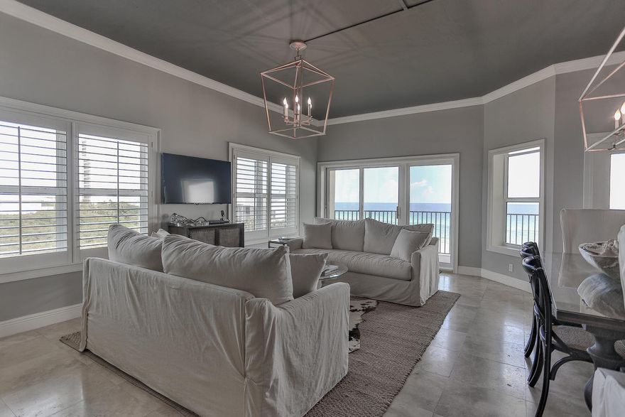 EXPECT TO BE IMPRESSED!!This TOP floor CORNER residence has been beautifully renovated, updated, and fabulously furnished! It is the BEST of the BEST! Gulf front, Eastern end of prestigious Legacy Condos offers privacy on your large balcony, shielded from the western sun, and views that are second to none!! Gulf Views surround the living, dining, and kitchen area. The spacious master bedroom is gulf front,,and opens to the balcony as well! 2290 sq.ft. of luxury, with 4 bedrooms, 3 full newly renovated baths, wide hallways and entrance make this property feel more like a large home with views from the SKY!!Tons of storage, and his and hers walk in closets in Master Bath. Fabulous 30A location! Walk or bike to Seaside, Watercolor, or to any of the many restaurants and shops of Seagrove!!