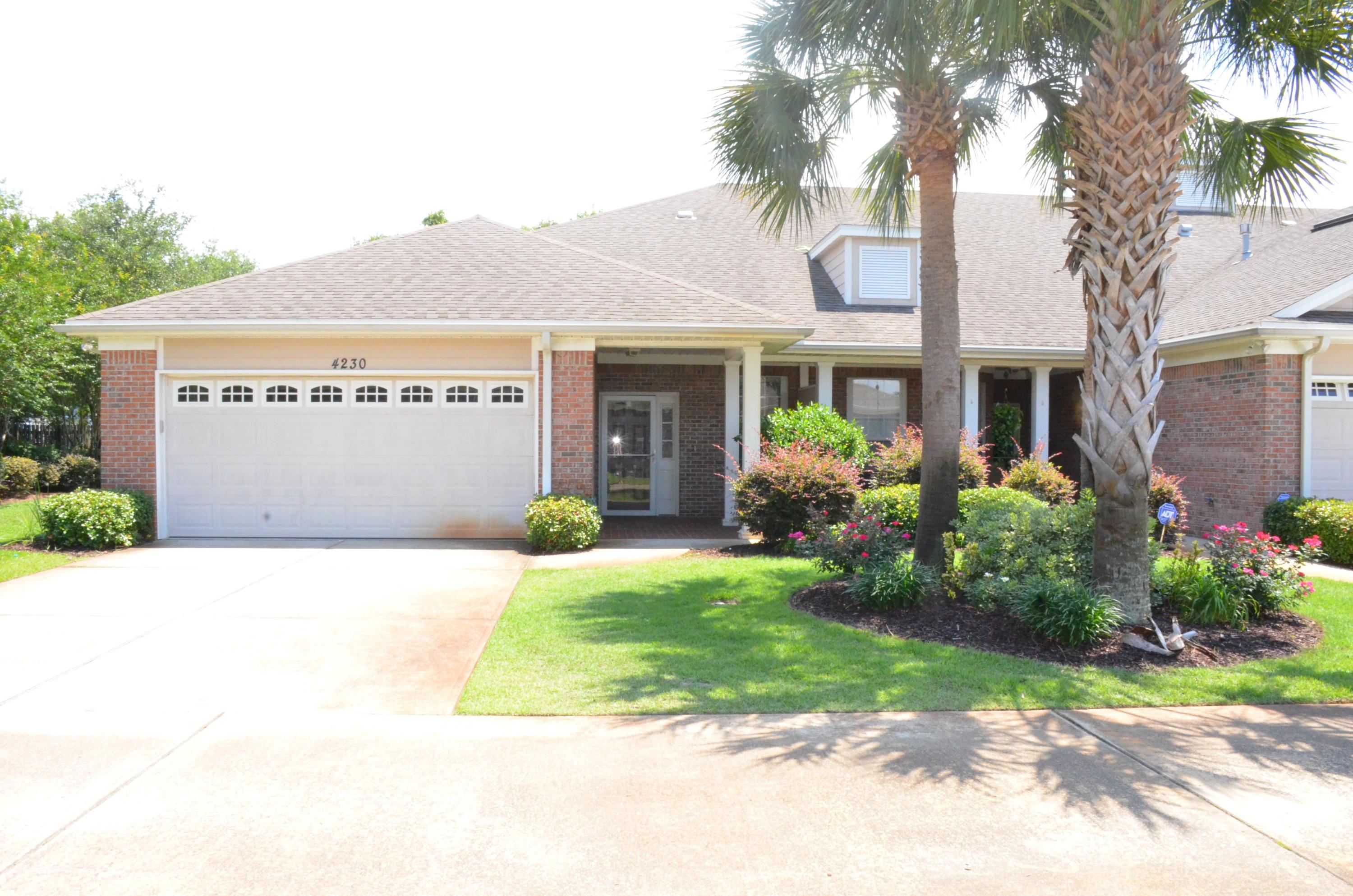 END UNIT*** All brick, move in ready, one story home located in the Diamond Lakes community. 3bed/2bath no carpet, open floor plan with stainless steel appliances, washer and dryer are included. Centrally located in Destin near shopping, restaurants, and less than 1/2 mile away from the white sands and emerald green waters of Henderson Beach. After a day at beach you can cool off in the community pool. All the landscaping are taken care by the Homeowners Association.