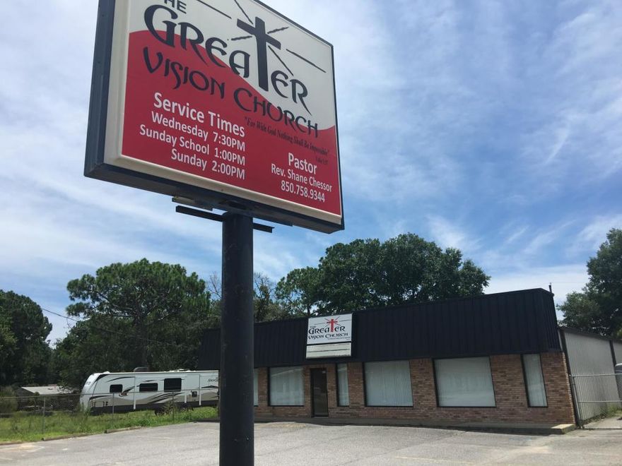 GREAT RETAIL LOCATION WITH LARGE SHOWROOM WITH HEATED AND COOLED WORK AREA, STORAGE, AND OFFICE SPACE. PROPERTY HAS AMPLE PARKING AND EXPOSURE TO HIGH TRAFFIC ENTRANCE TO SANTA ROSA MALL. BUILDING HAS PAVED ACCESS TO REAR OF THE BUILDING AND SMALL STORAGE BUILDING. SQ. FOOTAGE TAKEN FROM APPRAISER'S SITE. ALL SQ. FOOTAGE AND PROPERTY DIMENSIONS DEEMED IMPORTANT SHOULD BE VERIFIED BY BUYER. PROPERTY TO BE SOLD ''AS IS WITH RIGHT TO INSPECT''. PROPERTY OWNER IS A LICENSED FLORIDA REAL ESTATE AGENT. Building is presently occupied by a small church with month to month agreement. New owner can move in within 30-45 days or possibly negotiate with church for new agreement.