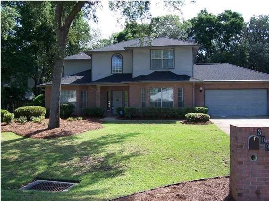 Lovely home on quiet street in Bluewater Bay. Convenient to schools, shops, military bases and beaches. Open bright and airy floor plan. Entrance hall opens to family room with wood burning fireplace. Left of entry is living room with opening to dining area. Large kitchen with breakfast area & lots of counter space & cabinets. Ice maker not warranted. Doors from breakfast area & family room that open to the large wood deck.  Upstairs master suite is spacious and the bath includes double vanities, jetted tub (not warranted) and separate shower. fenced backyard for privacy with part of back left in nature state. Large two car garage offers additional storage.  Sorry NO pets & NO smoking. Any person 18 years old or older must separately. Tenants required to carry renter's lnsurance