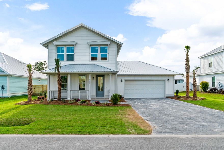BRAND NEW CONSTRUCTION by Horizon Design Build in Cypress Breeze Plantation. Be sure to watch the 30A lifestyle video. This home is currently the only complete new-construction on inventory in this private gated community. Enjoy the 30A life with close proximity to the beaches and the largest community pool in the area. The exterior of the home is characterized by lush landscaping, palm trees and an inviting front porch, giving you a sense of arrival when you walk into the home. The first floor entry was designed to provide an impressive sense of arrival that yields an expansive open floor plan highlighted by 9' ceilings, 8' doorways and an abundance of Jeld-WenHi-Impact hurricane rated windows for optimal safety and plenty of natural lighting.