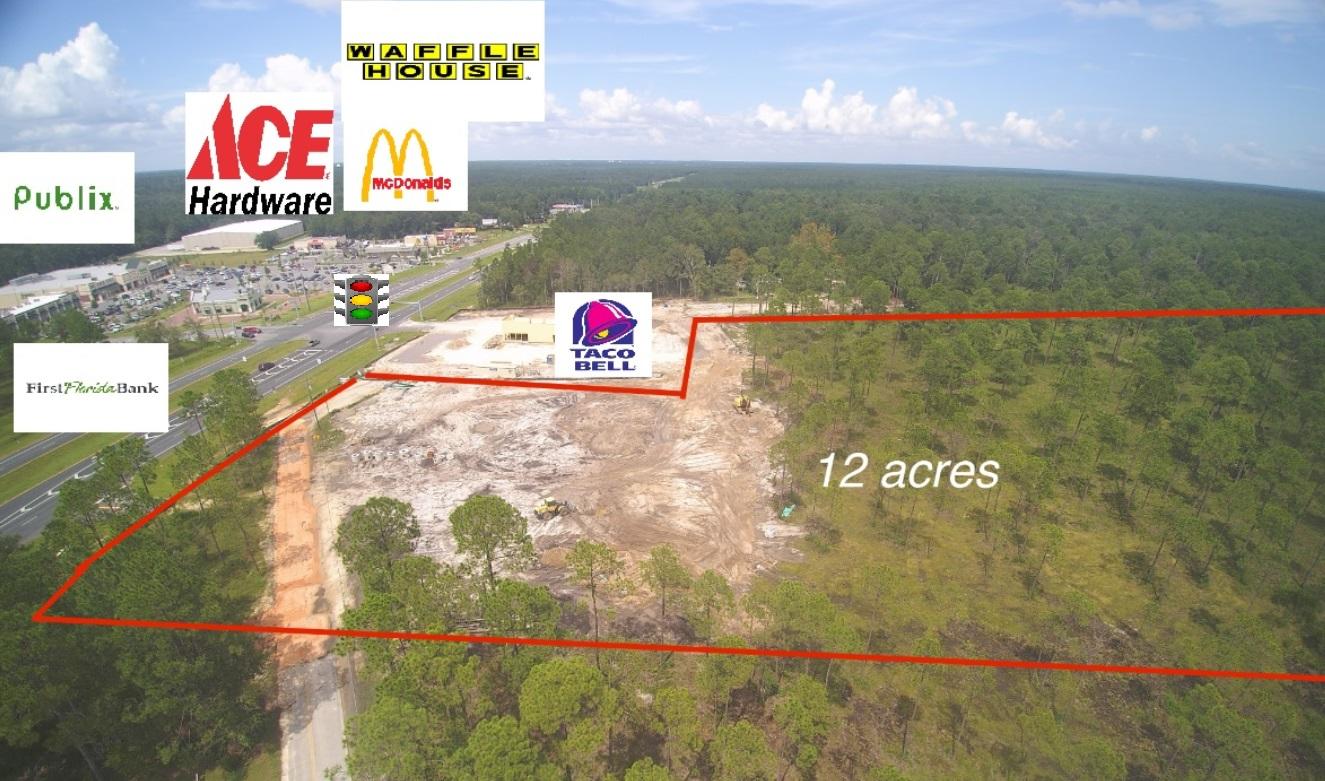 Available Land for Purchase / Development ranging from 1 acre to 10 acres known as Marquis Crossings in Freeport FL. This commercial subdivision is located at the SE corner of Highway 331 & Marquis Way at the new traffic signal servicing the Publix Shopping Center. This site is -1/4 mile south of the intersection of Highway 20 & Highway 331with a hard corner that has recently been sold to Taco Bell (expected completion 2nd quarter of 2020). Other retail synergy in the market consist of Publix, McDonalds, Dairy Queen, Waffle House, Florida First Bank, Hungry Howies, Ace Hardware and others. Currently, Marquis Crossings has approximately 2.5 acres of frontage on Hwy 331 available along with 1 to 9.5 acres accessible by Marquis Way and Old Jolly Rd. Site plan attached to better understand