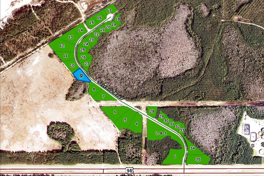South Walton Commerce Park is a fully planned business park in the heart of South Walton County's high-growth Highway 98 corridor. Ideal for light industrial or office uses, the development offers prime locations for commercial operators, investors and tenants near the 30A beaches and the area's major roadways. This impressively presented park will make an impact on your clientele.Lot 9 enjoys just over 333 feet of frontage on Serenoa Road, the most of any single lot in the Park. It is situated midway to the Park's entrance and is a desirable 1.08 acres. Join this thriving community, home to Grayton Beer Co., Idyll Hounds Brewing Co., Newbama Steel, Peddlers 30A and Chic Euro, to name a few.