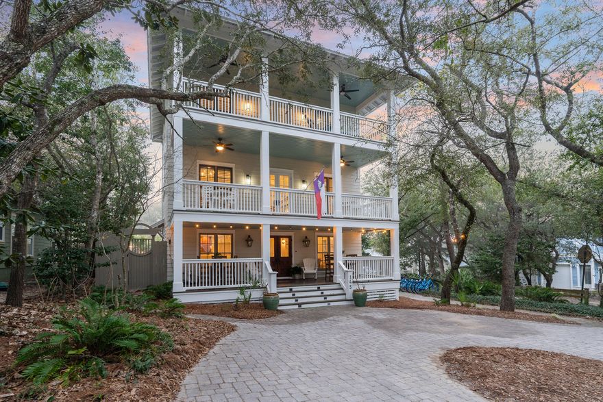 Immerse yourself in coastal luxury with this exquisite Seagrove residence, situated merely 2 blocks from the azure embrace of the beach and 3 blocks east of the lively Seaside, all without the constraints of HOA fees. This home is an idyllic sanctuary remanence of days gone by designed for the ultimate in relaxation and entertainment, featuring an array of outdoor spaces tailored for memorable gatherings under the sun or stars. At the heart of this retreat is a private pool area, seamlessly blending with a separate patio that promises space for everyone. Here, a state-of-the-art grill awaits the aspiring chef, ready to transform every meal into a gourmet feast, while a cozy fire pit offers a warm embrace under the night sky. This outdoor haven is thoughtfully connected to the home through a screened porch, effortlessly extending the living space from the beautifully appointed kitchen and main living and dining areas, encouraging a flow of indoor-outdoor living that captures the essence of beachside luxury.
Inside, the home dazzles with meticulous attention to detail and bespoke finishes. A lavish master bathroom adorned with Carrara marble, featuring a spacious jetted shower and an elegant cast iron tub, sets the stage for opulent relaxation. Ascend to the fourth-floor deck, a serene escape among the treetops, perfect for tranquil moments of solitude or immersing in a good book with the gentle breeze as your companion.
Rich in character and history, the home boasts hardwood floors reclaimed from New Orleans residences post-Katrina, adding a layer of depth and story to each step. The entrance tells its own tale, with doors sourced from a historic New Orleans bank, complemented by heritage glass, and solid pine doors enhancing the interior's warmth and charm.
The culinary experience is elevated in a kitchen designed to inspire, featuring a Subzero fridge, Wolf range, dual Bosch dishwashers, and a wine refrigerator, ensuring every meal is an event in itself. An automated mahogany door unveils a spacious two-car garage, merging functionality with elegance.
This home not only offers a luxurious haven but also a narrative of history, craftsmanship, and the allure of coastal living, making it a rare gem in Seagrove's coveted landscape.
