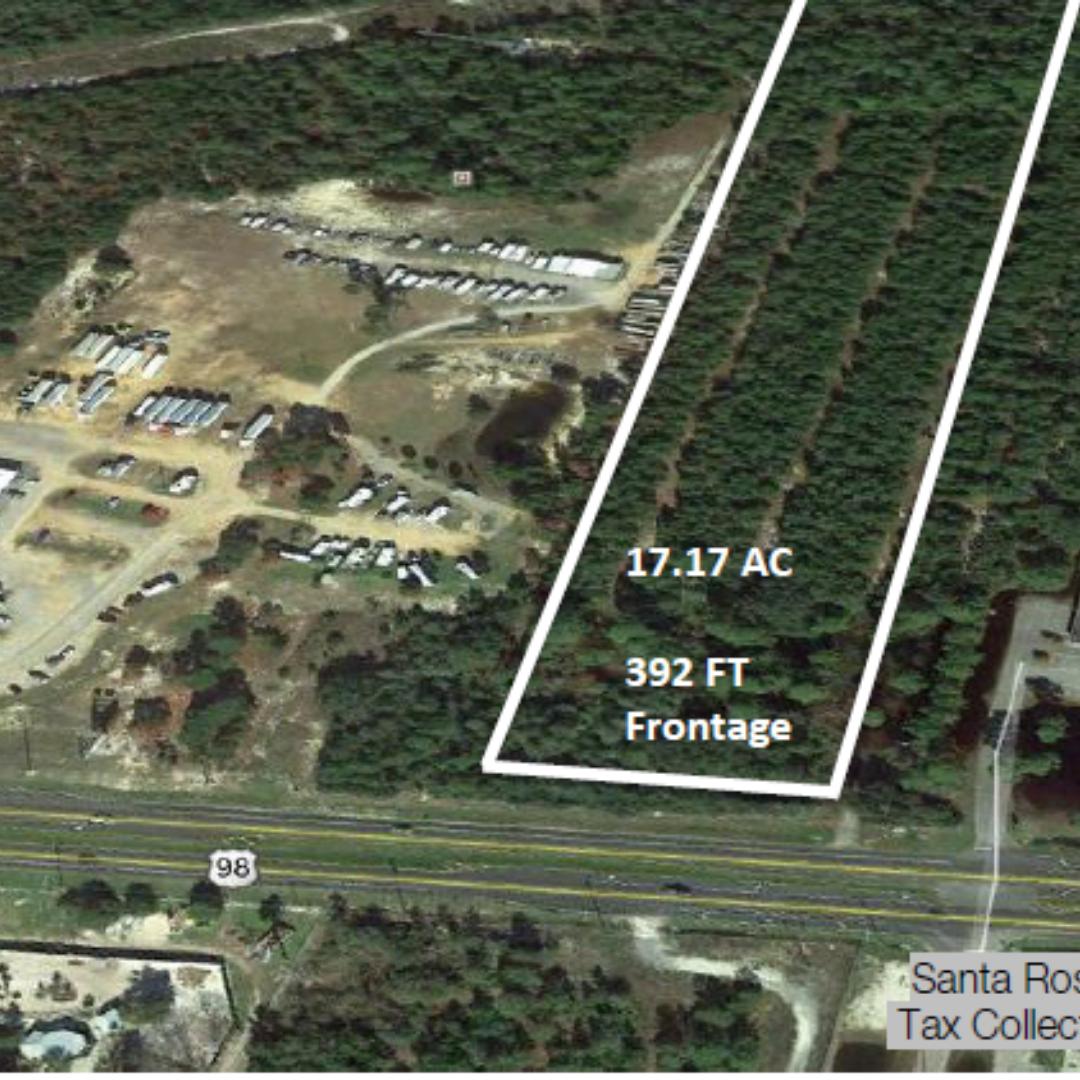 17.17 AC Land tract for sale in rapidly developing corridor. The property enjoys maximum exposure on HWY 98 and is in a determined path of continued growth.The property is surrounded by retail Support Industry, single-family housing, and several planned Multi-Family developmentsHighlights:392 Ft Frontage on U.S. HWY 98/Gulf Breeze Pkwy.32,500 CPD 2019Median Cut and Turn Lane are In PlaceAssemblage Opportunity with adjoining 66 Acres For Sale