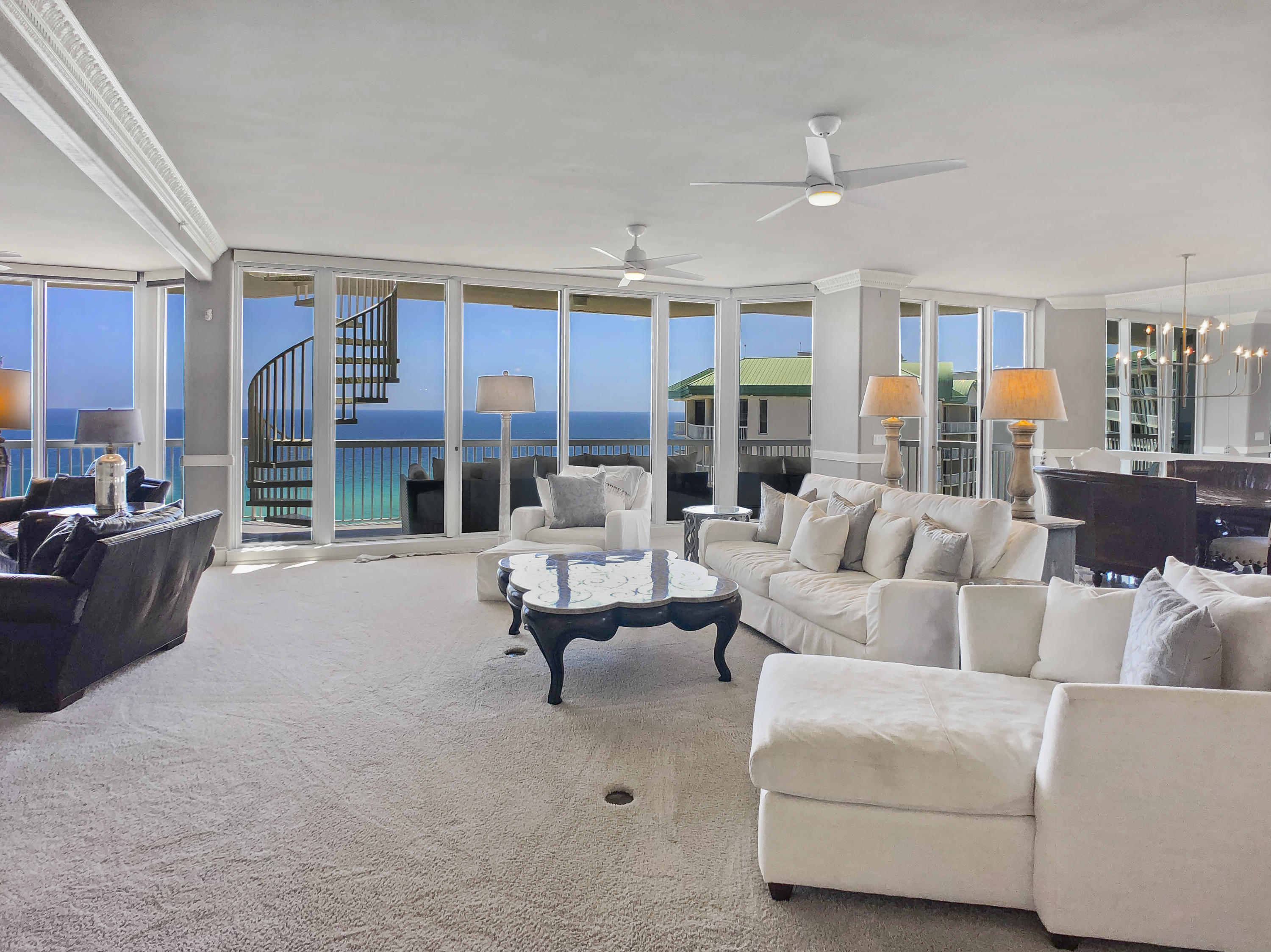 Luxury West-End Beach Front Penthouse that includes its own private poolside cabana and two car garage with storage at Silver Shells Resort. This gorgeous 3BR/3.5BA condo also features a Private Rooftop Terrace with endless views of the tranquil waters of the Gulf of Mexico. Don't miss this exceptional opportunity to own your private slice of paradise! Perfect for a primary residence, second home or a vacation property. Upon entering this elegant penthouse you are wowed by 10 ft floor to ceiling windows showcasing phenomenal views of the Gulf. Luxurious finishes include, travertine flooring, upscale designer furnishings, custom decorative trim, upgraded lighting and fixtures, wet-bar with ice maker and mini refrigerator, electric remote controlled shades