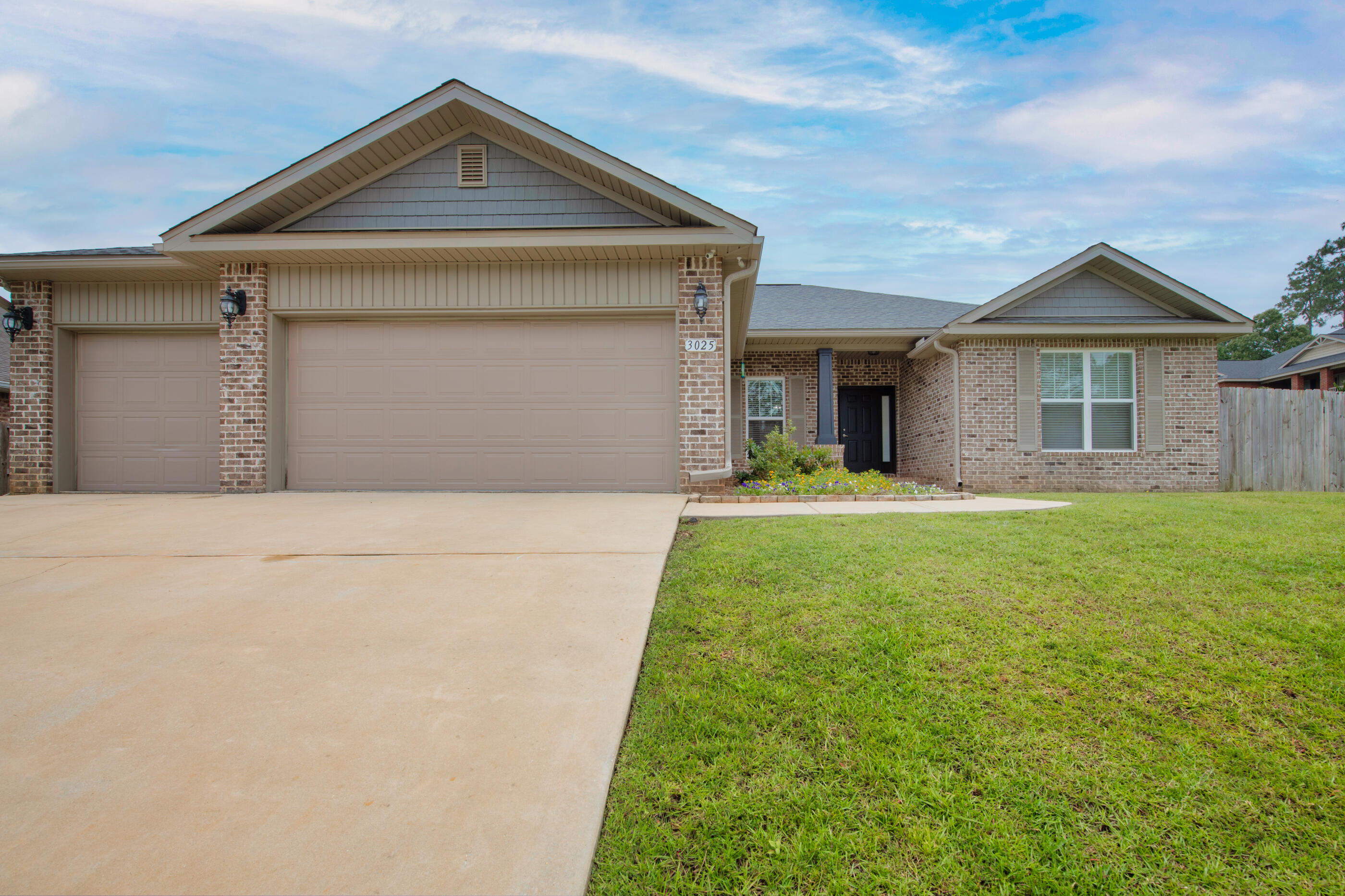 Beautiful LIKE NEW 4 bedroom 2.5 bath with office/flex room. This split bedroom floorpan includes a 3 Car Garage, 4 driveway spaces, and large open floorpan. Additional features include LVP flooring, granite countertops in kitchen & bathrooms, custom entry mud bench, stainless steel appliances and covered patio. The master bathroom has double vanities, walk in tile shower, soaking tub, double vanities, and TWO large walk in closets. The office includes french doors & custom bookshelves. Mounted tv and 5 security cameras will convey.Brooke Estates has a community swimming pool and tennis courts.
