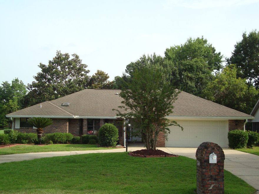 Serene, tranquil, golf course living in beautiful Bluewater Bay!! Sit back and enjoy the beautiful golf course views from your own spacious screened in back porch! This amazing all brick home was just newly updated throughout to include a beautiful new master bathroom and newly carpeted master suite! New crown molding was also installed throughout the home along with new white six panel doors! This is the perfect home for entertaining with a very spacious open floor plan! The cook is sure to enjoy the large kitchen that's open to the family room, with lots of counter space and cabinets that includes a lazy Susan. This owner has spared no expense by adding brand new lighting fixtures throughout the home including ceiling fans.