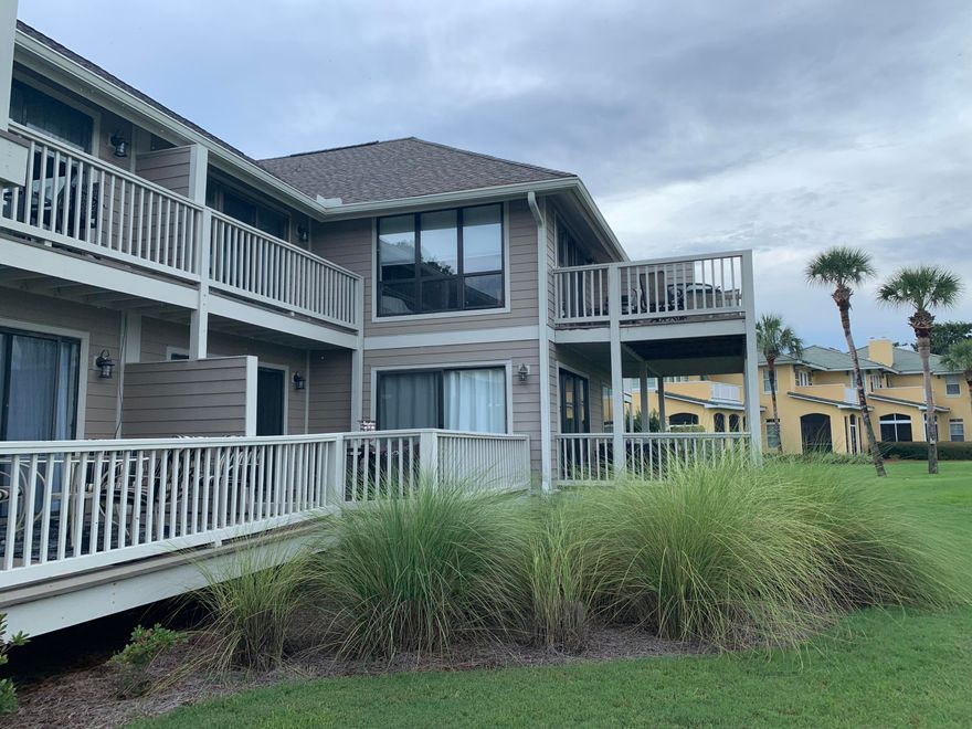 827 Harbour Point is a perfectly located End Unit facing the Bayou, Bay, and Baytowne Wharf. The condo is light filled with patio doors and windows on two sides of the living area. The unit itself has been delightfully updated. Wood plank LVT, painted, cabinet updates, granite and stainless steel are just a few of the things you will immediately notice. Polybutylene pipes have been removed, new piping professionally installed and warranted, water heater, washer/dryer, and comfort height toilets have been installed. The unit has a large balcony off the living area, and a second smaller one off the master bedroom. A covered front porch is perfect for sunny afternoons in the winter. Enjoy beautiful views & all Sandestin has to offer.