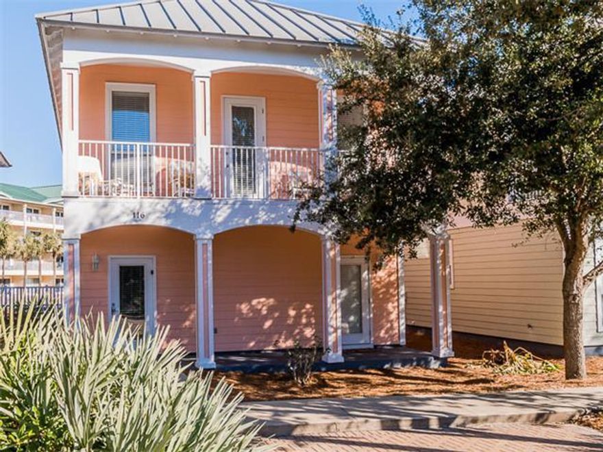 This home is located within one of only a few HOAs with 300 ft. of private beach access.  Private beach access is important now, and likely to be even more essential as Destin's popularity grows and public areas/parking more scarce.  The home is only steps away from amenities that include a 3,000 sq. ft. tropical pool, clubhouse, fitness center, and secured beach entrance.  The Florida exterior cottage design of the home includes traditional covered and columned porches on each floor. The design incorporates 3 bedrooms and 2 baths downstairs, with the master suite, kitchen, and living areas on the top.  The home's interior expertly utilizes all space.  Its light, well-kept interior provides a welcoming space suited for vacation renters as well as those seeking a first or second home.