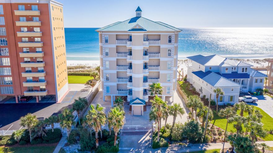 Enjoy stunning Gulf views from this third floor unit at Martinique on Holiday Isle in the heart of Destin! The unit has been designed with coastal chic decor and furnishings, and the remodeled kitchen is just beautiful. The main living areas are open and feature Gulf views from plentiful glass sliders and windows. The expansive balcony gives you plenty of space to enjoy panoramic Gulf views from sunrise to sunset. The spacious master suite has balcony access and a large bath with jacuzzi tub, separate shower, and walk-in closets. Two additional bedroom suites can be found in the northern wing of the unit. Enjoy Harbor views from the north terrace. Martinique is a low-density, non-rental building and also features a gated entrance, fitness room, Gulf-front pool, and beach service. Paradise!