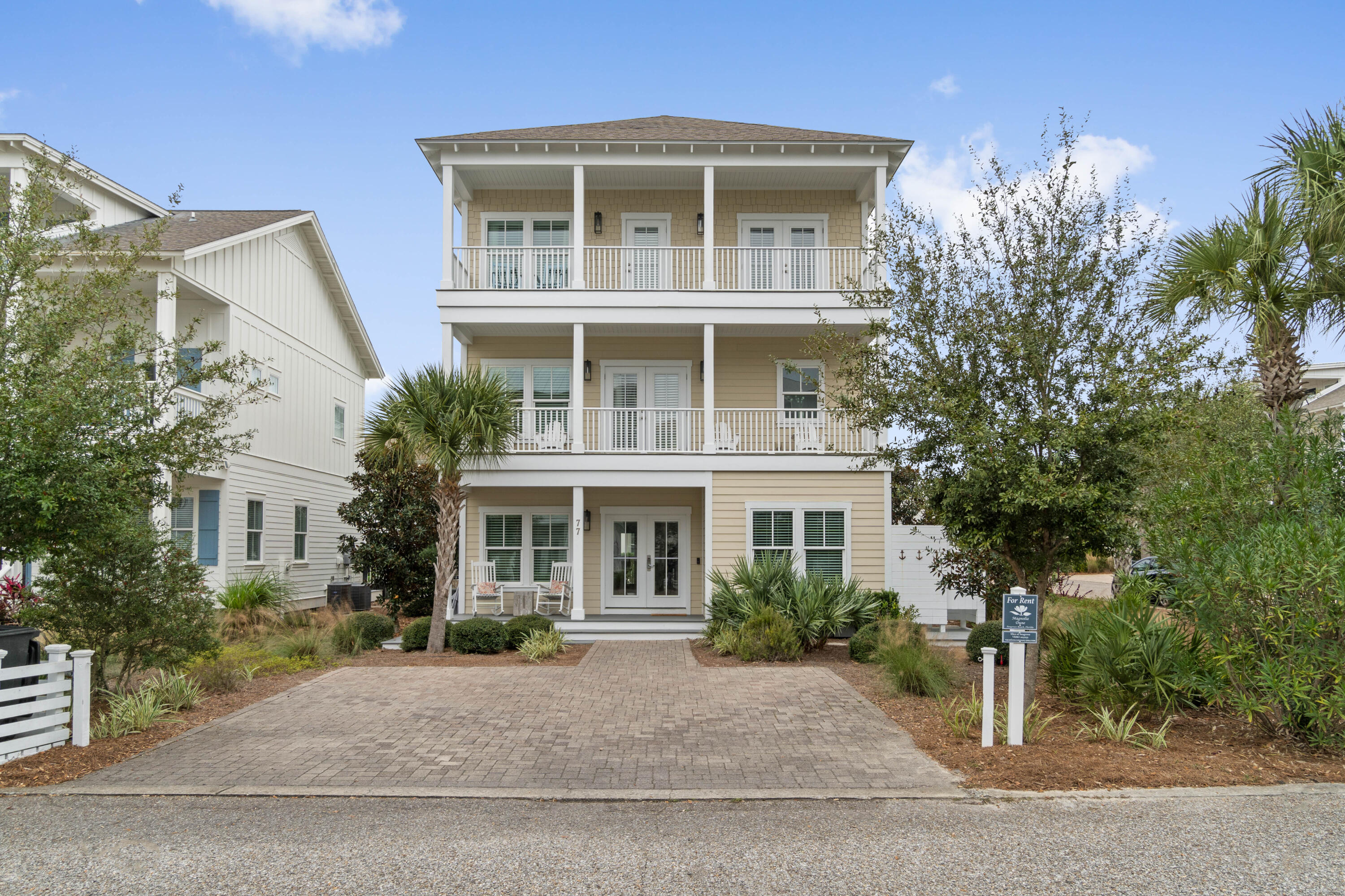 77 sandalwood has had fantastic rental performance over the years as it is ideally situated in the heart of Seagrove with the ability for a quick walk to the public beach access or the ability to walk to the amazing restaurants and amenities Seagrove has to offer. Featuring 3 stories, this home has the finishes that will impress with granite countertops, real hardwood floors. Stainless steel appliances, tile showers and much more. An open concept floor plan gives you the ability to entertain with a fully equipped kitchen that opens to the spacious living room. You will find a fantastic newly updated built in gas grill just off the kitchen. All of this and it still offers the ideal Bedroom and bathroom on first floor.