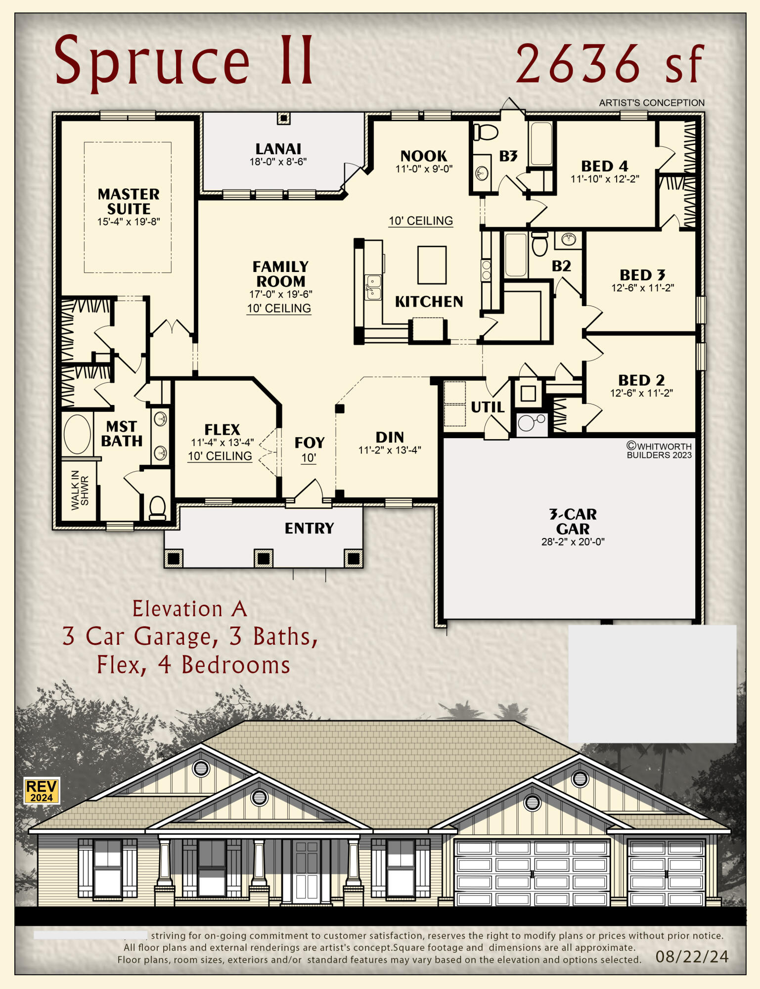 * 2'x6' Exterior Construction * 0.46 Acre Lot Central HBTS * 3 Car Garage *Split 4Bedroom/3 Full Bath Plan with Family Rm, Dining Rm, Breakfast Cafe,& Flex Rm* 10 Ft Ceilings Main Living Areas * Kitchen Features: Granite Countertops & Large Island, Stainless Steel Appliances & Large Walk in Pantry * Main Suite w/ Trey Ceiling & Main Bath: Builders Signature Zero entry Walk in Tile Shower, w/ 2 Shower Heads, Tile Floor, Double VanIty, Separate Soaking Tub & 2 Walk-in Closets * Laminate Plank Flooring in all Living & Tile in Wet Areas *Ceiling Fans All Bedrooms & Family Rm, & Covered Rear Lanai *Irrigation, Lawn Pump & Well in Sodded Areas * Builder & Structural Warranty Provided *