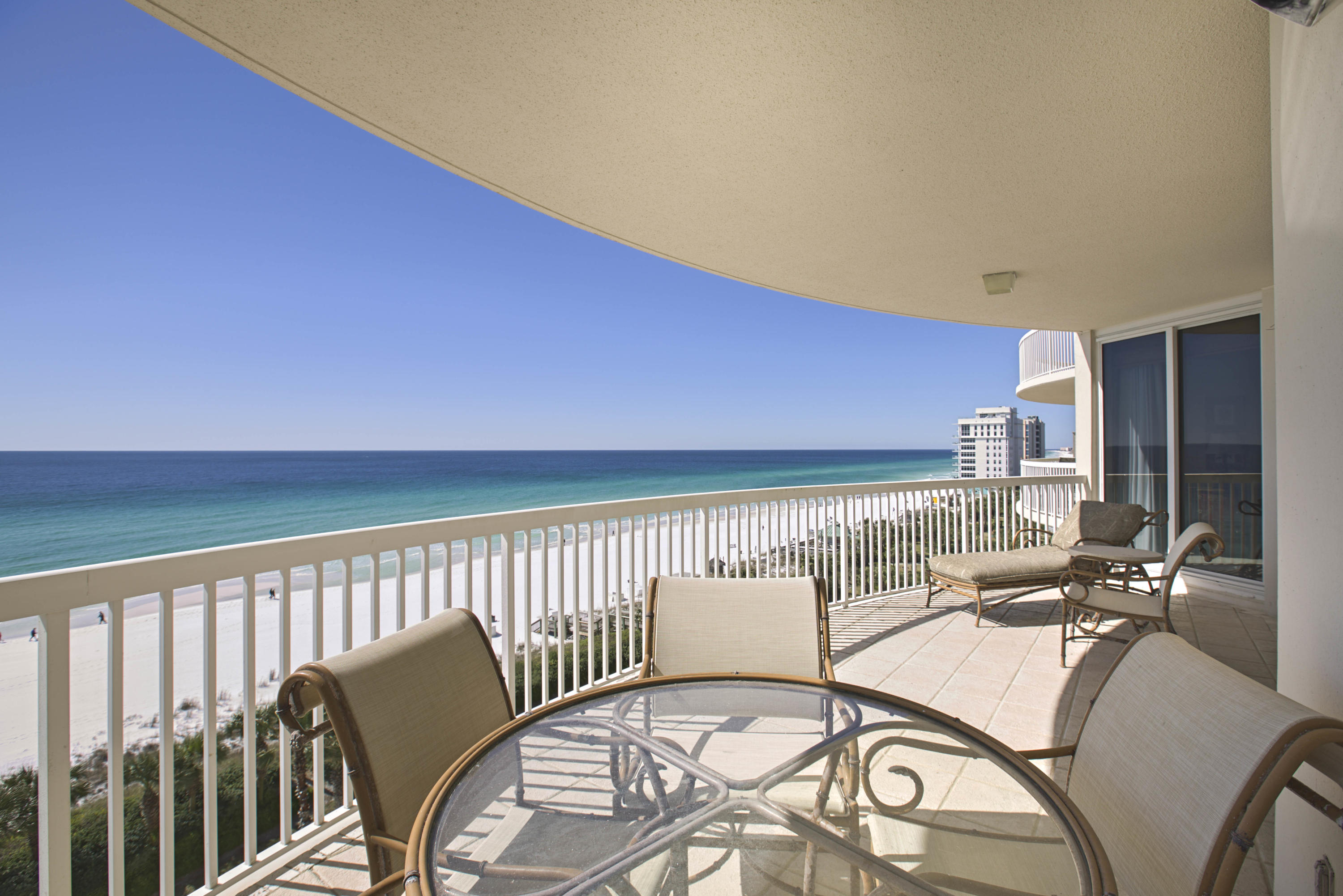 Spectacular Gulf Front Condo! St. Thomas 802 is located on the east end of the building bordered by Henderson Beach State Park. This floorplan features a spacious Living-Dining-Kitchen area; 3 Bedrooms; 3 Baths and nice sized Laundry room. The master bedroom and a second bedroom overlook the Gulf of Mexico. Travertine floors in all living areas and carpet in the bedrooms.St. Thomas is a premier rental-restricted condominium with semi-private elevators that open directly into each condo's private foyer. The condominium has a newly renovated lobby, library, private saltwater beachside pool for residents only as well as deeded garage parking and climate-controlled individual storage units.Silver Shells Beach Resort & Spa is located in the heart of Destin on 30 acres with 1,000 feet of pristine private beach. The property is gated and guarded 24/7 encompasses a 7,500 square foot lagoon pool with waterfall, hot tubs, kiddie pool and grills. The clubhouse contains an additional indoor/outdoor heated pool, separate cardio and weight rooms as well as a luxurious full-service day spa. Well landscaped outdoor activities are provided with a children's playground, four tennis courts, full court basketball court and beach service. The Sand Bar serves food and drinks in season. Enjoy exquisite dining in Ruth's Chris Steak House onsite or have your order delivered. Come and enjoy the sugar white sand and emerald green waters of the Gulf! Call today to set up your private showing. All dimensions and information are deemed reliable but should be verified by the buyer and buyers agent.