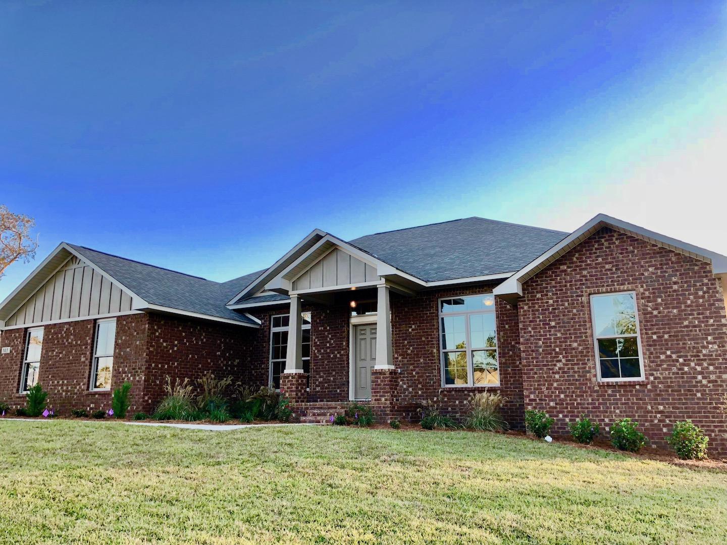 We are proud to showcase our 2400sqft plan as our new model home: a recurring observation for this charming plan is that it ''feels larger than it is'', so come see for yourself how we maximize floor space for your needs! This home has the benefit of a side-entry garage with extended driveway space, and a rear covered porch. Quality features include a full tiled shower in the master bathroom, granite countertops and recessed and undermount-lighting in the kitchen, handmade maple cabinets throughout the home, stainless steel appliances, and more! Full sod and an automated sprinkler system are included. Fox Valley is a popular community with sewer, side-walks, street lights, and a social park and playground. Located off of PJ Adams Pkwy, it offers easier access to the military bases.