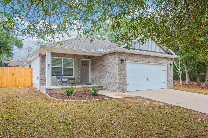 SELLER TO CONTRIBUTE UP TO $5K TOWARD BUYER'S CLOSING COSTS!!! Conveniently located near town in the heart of Crestview, this beautiful 3 BD/2 BA home was built in 2021 by Daniel Coon Construction showcasing quality craftsmanship throughout. Offering nearly 1,500 sq ft of living space on a generous .27-acre lot, the property features a privacy-fenced backyard ideal for relaxation and outdoor enjoyment. The interior boasts soothing neutral paint tones and durable laminate flooring throughout the main living areas and carpet in the bedrooms. The kitchen is thoughtfully designed with crisp white cabinetry, quartz countertops, a counter-height bar, sleek stainless-steel appliances and a spacious pantry. The expansive primary suite includes a dual vanity with linen tower, dual closets, and a walk-in shower. Both additional bedrooms are well-sized and versatile. The two-car garage features an attractive epoxy-coated concrete floor. A covered rear porch provides the perfect setting for entertaining, overlooking the large, fenced backyard. Property also features a sprinkler system. NO HOA! Buyer to verify all information provided including but not limited to room dimensions, sq footage, school zones, etc.. 