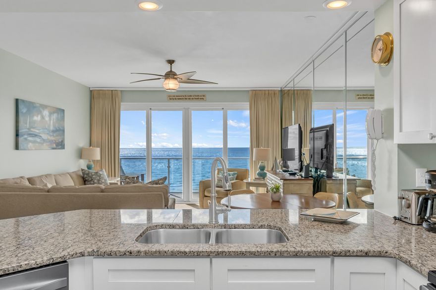 EXCELLENT CONDITION - FABULOUS VIEW! This unit was completely renovated down to the studs in 2013. HVAC was replaced in 2021. Sliding glass doors and windows were replaced in 2023 and 2025. Sold turnkey ready and never used as a rental, this condo is in pristine condition. This 2-bedroom, 2-bath condo is located in the highly desirable Sterling Sands Resort, just minutes from shopping and dining. Situated on the 6th floor, it offers fabulous views of the Gulf and the private beach. Glass balcony railings maximize the unobstructed Gulf views. The kitchen and living area feature an open-concept layout, ideal for entertaining or enjoying the view while cooking. Sterling Sands offers 460 feet of sugar-white beachfront, daily beach service, a gulf-side pool and hot tub, fitness center, and hot tub, fitness center, and grilling area. EXCELLENT INVESTMENT OPPORTUNITY.
