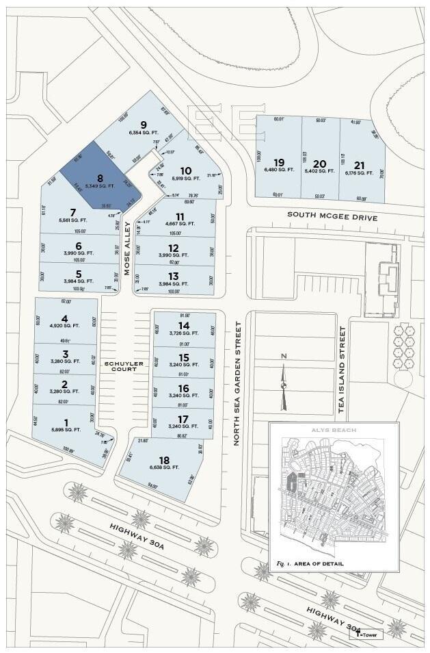 homesite located N of 30A and situated on a path that leads towards the Bela Gray Green and beach access.