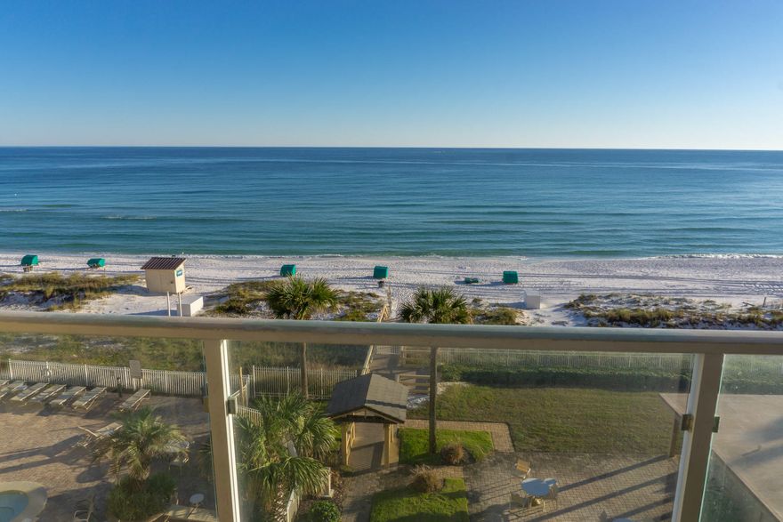 Wonderful gulf front condominium with lavish views of the turquoise waters of the gulf and sugar white sand beaches.  Beach side heated pool and 380 feet of private deeded beach access create the perfect beach getaway resort.  Located in the heart of Destin, this condo's easy proximity to the best restaurants, shopping, incredible harbor fun, The Track,and Big Kahuna's, will keep your family and your guests entertained when they are not on the beach.  Convenient tile throughout the living area and kitchen make sand clean up easy.  Mirrored walls highlight the gulf views from multiple angles in the unit.  Wall to wall carpet in the bedrooms create comfort.  This unit makes a great investment property or 2nd home.