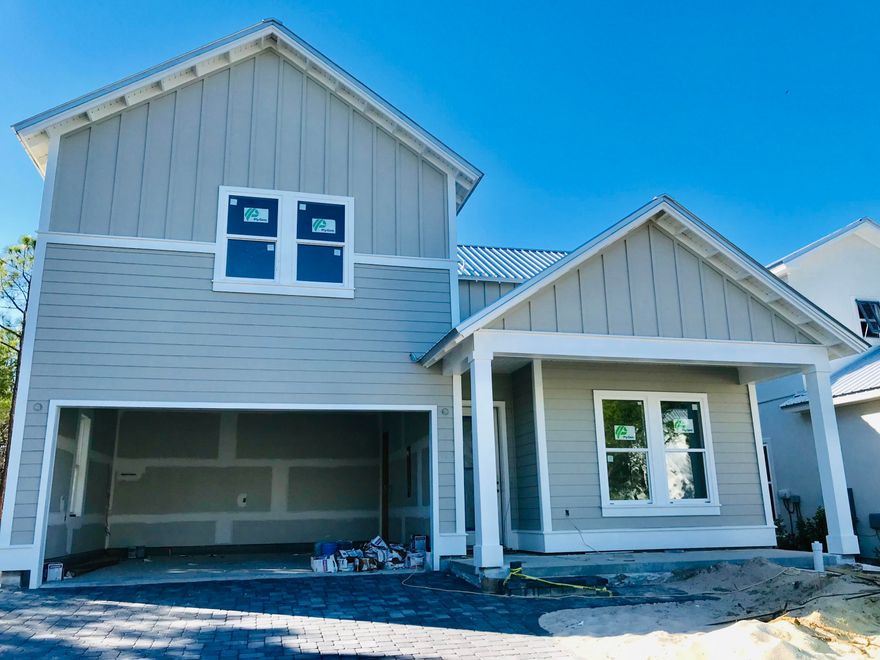 This brand new property has a two car garage, vaulted ceilings in the living area, and an open kitchen centered around a large granite island. The lot has a large backyard that can fit a small pool, low risk flood zone X, and beach access. Hardwood flooring, porcelain tile in the bathrooms, soft-close shaker cabinetry, and frameless glass entry in the shower makes this home an incredible investment for decades to come. Come visit the Villas of Frangista today. It is a gated community just steps from the beach filled with brand new beach villas at UNBELIEVABLE PRICES. The community is getting built out extremely fast and is hands down on of the hottest area in all of Miramar Beach.