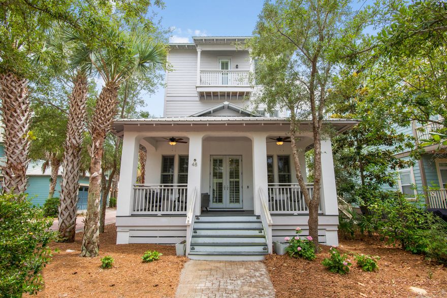 Beautifully appointed and rare, this corner-lot, spacious home with fully appointed carriage house (5 bedrooms total) is a choice rental property or large second home in the community of Seacrest beach.Ideally nestled between Rosemary Beach and Alys Beach along 30A, the main house boasts a ground floor master, king bed master suites, a large third floor bunk room / kids room with four queen beds and a triple sink bathroom. The carriage house, accessed across the bridgeway, comes complete with kitchen and can be occupied independently, which adds flexibility and increased rental potential. Under the carriage house is a large 2 car garage.This home was renovated in 2017 with additional kitchen updates in 2019 featuring marble countertops and accents and tasteful decor throughout.