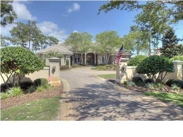 This magnificent estate was built by BOSWELL BUILDERS and sits on one of the 7 lots that are over an acre and grace the entrance to the prestigious private gated community of Burnt Pine. Burnt Pine is located within the gates of Sandestin Golf & Beach Resort on the bay side of the resort. An impressive circular driveway leads you to this Tuscan inspired home and an elegant fountain is situated in the center of the circular driveway. The fountain is surrounded by roses and makes an impressive grand entrance to this estate. There are very few large homes that are over 5,000 square feet of heated and cooled space on one floor with 7000 sq. ft. under roof. The home has an oversized four car + 2 golf cart spaces garage that is 1179 sq. ft. and will delight the car lover in your family.