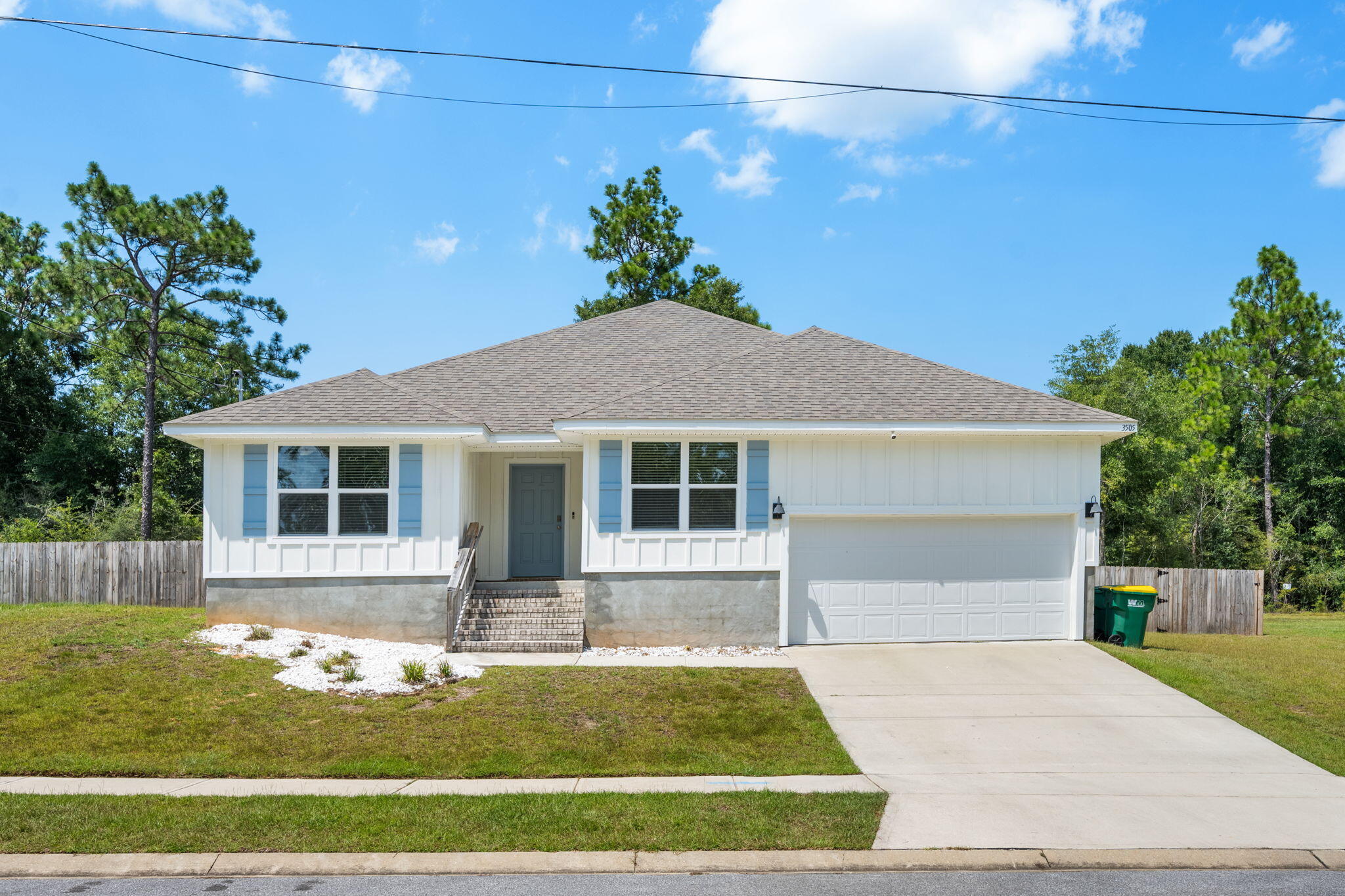 Assumable VA 2.75% fixed loan option available. Community with sidewalks, underground utilities is located in North Crestview. House features a spacious 5 BR, 3 Bath, open design, covered patio & 2 car garage. Wood look LVP flooring throughout with Frieze carpet in the bedrooms. The kitchen features a large island bar, stainless steel appliances, & large corner pantry. Breakfast nook & separate dining area. The Master Bedroom is spacious with an adjoining bath, a double vanity with his and hers large walk in closets. The back yard is completely privacy fenced with a wide gate. Durable Brick and Hardi board craftsman design. Smart Home Connect system (ADT) with cameras and sensors, video doorbell and key-less door. Buyer. and/or agent to verify all information.