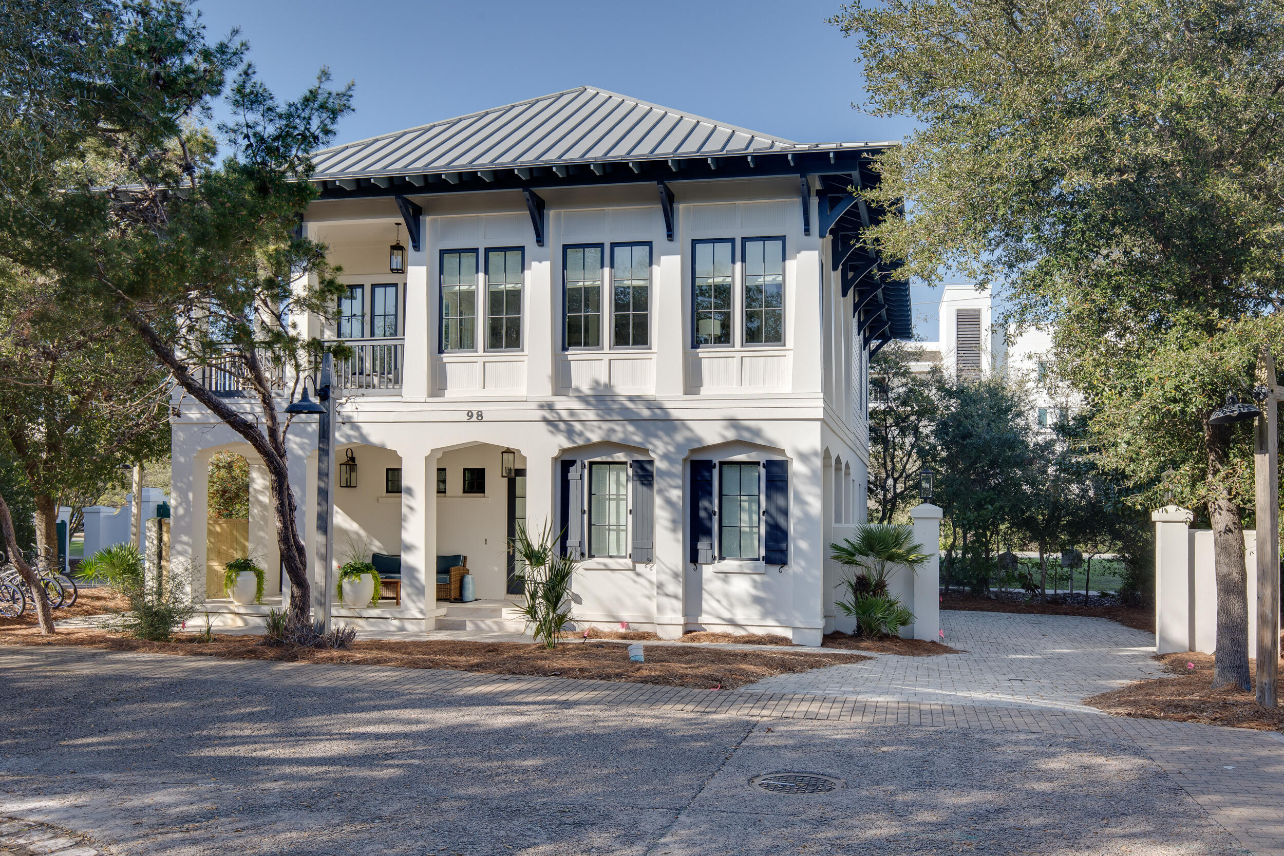 Gorgeous and newly renovated 6 bedroom and 6 bathroom home, located south of 30A, in the private, gated community of Pinecrest. Situated next to Rosemary Beach, this community of 12 homes has a private pool and private walkway to Winston Lane leading straight to the beach. The first floor has 3 bedrooms with en suite bathrooms, a second living are with a wet bar, mini fridge and ice maker. Continue upstairs to an open floor plan with kitchen, living and 2 additional bedrooms. Follow the spiral staircase up to an office and additional bedroom and bath. The entire home screams coastal luxury with custom tile, hardwood floors, vaulted ceilings, fresh paint and a huge porch for entertaining. This home is perfect for a family looking to relocate or for a vacation rental.