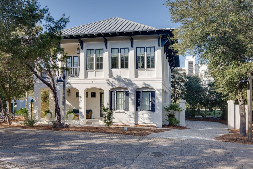 Gorgeous and newly renovated 6 bedroom and 6 bathroom home, located south of 30A, in the private, gated community of Pinecrest.  Situated next to Rosemary Beach, this community of 12 homes has a private pool and private walkway to Winston Lane leading straight to the beach.   The first floor has 3 bedrooms with en suite bathrooms, a second living are with a wet bar, mini fridge and ice maker.  Continue upstairs to an open floor plan with kitchen, living and 2 additional bedrooms.  Follow the spiral staircase up to an office and additional bedroom and bath.  The entire home screams coastal luxury with custom tile, hardwood floors, vaulted ceilings, fresh paint and a huge porch for entertaining.   This home is perfect for a family looking to relocate or for a vacation rental.