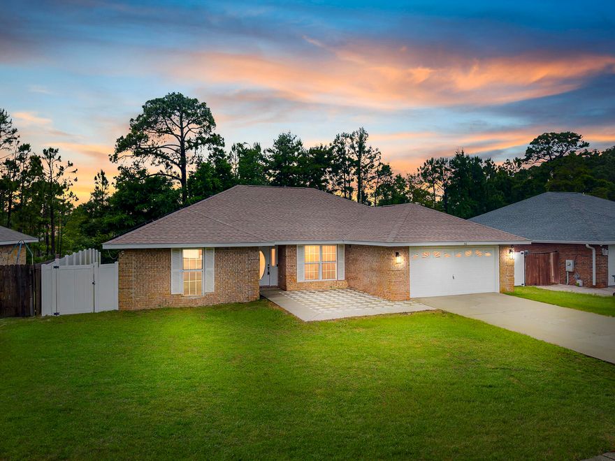 Welcome to your new home! This beautifully updated 4-bedroom, 3-bathroom brick home in Santa Rosa Beach has it all. Enjoy a brand-new kitchen with modern upgrades/finishes and all-new appliances, also including a new washer and dryer. Fully renovated primary bathroom, built-in/custom primary closet, newly renovated guest bathrooms, and bedrooms. Two-guest rooms are equipped with built-in Murphy Beds for added space and convenience. Outside, you will find newly installed solar panels to help keep energy costs low, as well as a Tesla EV charging station as an added bonus feature! The low-maintenance backyard features artificial turf, and backs up to a peaceful nature preserve, offering exceptional privacy. Located in the sought-after Mack Bayou Pointe community with a neighborhood pool, and just a quick 10-minute drive to the white-sand beaches of 30A. This home is in the perfect location close to schools, shopping, restaurants, and entertainment! Move-in ready and packed with all the latest upgrades, this home checks all the boxes! Don't miss this one! Schedule your private showing today!