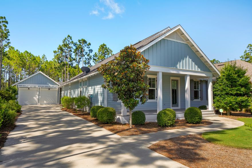 Time to make your move to Watersound Origins and enjoy a quiet beach life here along 30A. This wonderfully appointed 4 bedroom, 3 bath home is on a private corner lot location, with HOA greenspace to one side and a serene lake on the back side. There is even room for a private pool in the backyard. Inside you will find Thermador kitchen appliances, a fireplace with a custom mantle, engineered wood floors throughout, a dry bar with two wine refrigerators, and other builder upgrades totaling over $45K. There is even a one-of-a-kind 120 sqft air-conditioned office/workshop extending off the back of the garage. With so much room inside and out, you are going to love calling this HOME and having your friends over for a night of entertaining.