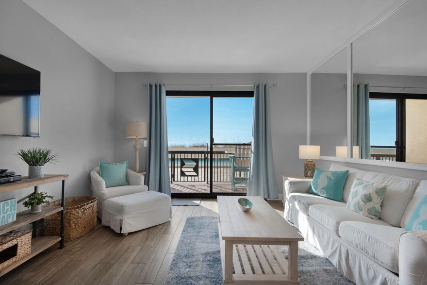 Come see this one bedroom, newly updated ground floor unit located in the heart of Destin! There is no wait for elevators or stairs as you can walk off your patio right onto the pool deck! Just beside the pool is the boardwalk which leads to the sugar sands of the Gulf of Mexico! The photos speak for the quality of renovation that was recently done. The kitchen has beautiful quartz countertops and new stainless-steel appliances. The living room has a great view of the pool, and the Gulf of Mexico is just beyond the pool deck. This unit features a king size bed in the master, two closets, and an attached half bath leading into the full