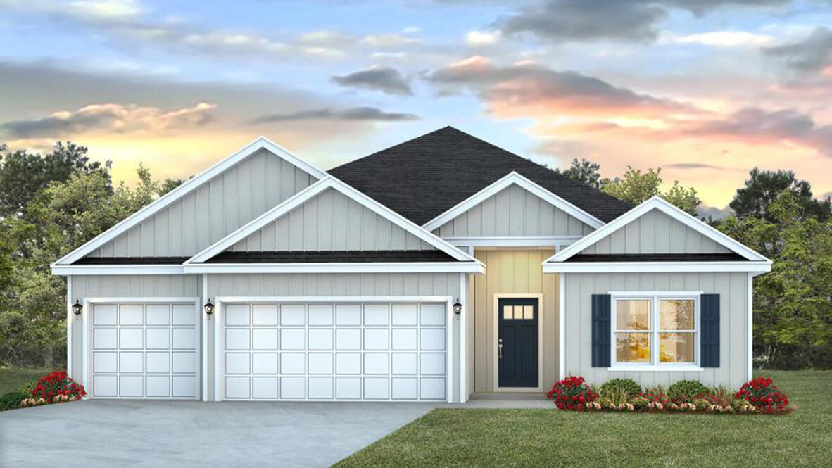 Welcome to Forest Bay Estates, located in the highly desirable area of Gulf Breeze, Florida. The Destin floor plan is a fabulous 4 bed, 3 bath home with a covered patio and a 3-car garage - perfect for a small car or golfcart! The home features a large breakfast nook and separate dining area, making a very comfortable open design for easy entertaining. Stunning granite counter tops in the kitchen and baths, all stainless-steel appliances, smooth top range, quiet dishwasher, large island bar and a corner pantry. Bedroom 1 has a large walk-in closet and an adjoining bath that has a double granite vanity, garden tub and a separate shower. The new community is near the championship Tiger Point golf course and an Arnold Palmer 18-hole golf course.