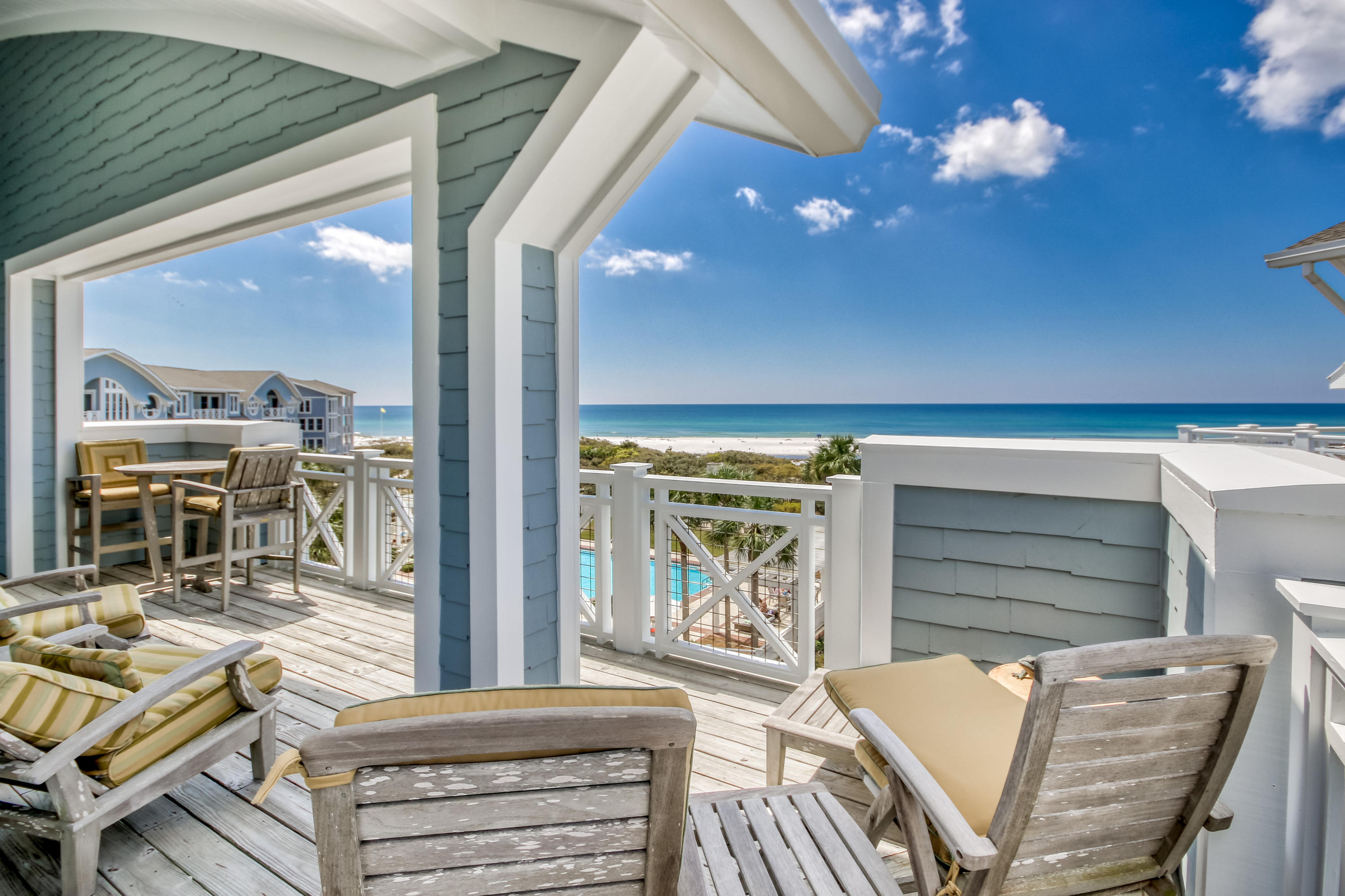 Watersound is the place to be, and this corner fourth floor 3 bedroom residence with deep wrap around porches is the perfect place to capture all that is unique and amazing about Watersound. The floor plan is open and accommodating making it perfect for friends and family or your own private retreat. It is impeccably professionally decorated creating a welcoming and comfortable place to call your home at the beach. Panoramic gulf views stretching from east to west, the sound of the waves touching the shore and breezes off the water...what else could you ask for! Watersound is a 256 acre gated community with architecture capturing the feel of Nantucket and the northeast shores. It is special.