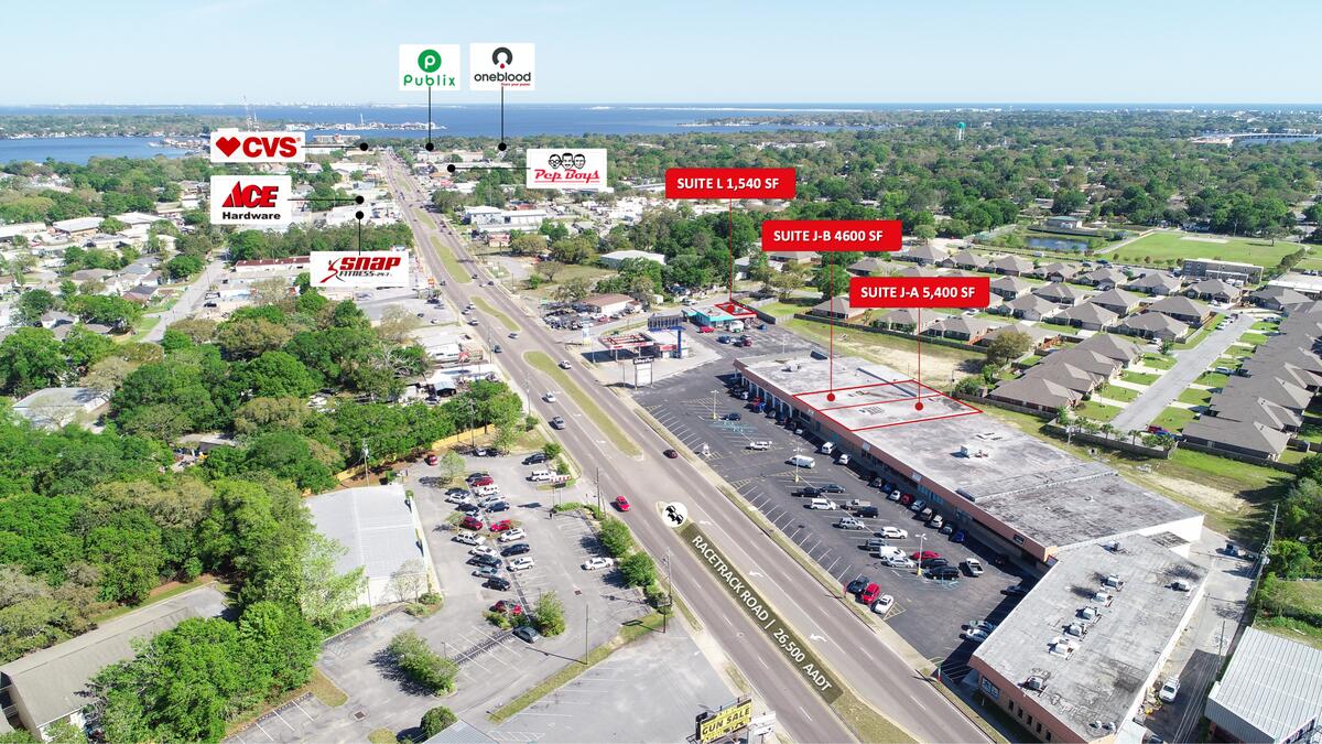 Excellent retail and office space available in Fort Walton Beach, FL. The center has 5,400 SF of space available and would be a prime location for a retail or office user. The Beltway Plaza is ideally located in the Fort Walton Beach market. The property has excellent visibility and signage along Racetrack Rd, which experiences over 28,000 cars per day. Beltway Plaza is in close proximity to shopping, restaurants, and Eglin Air Force Base. The center has a great co-tenant mix with tenants such as a furniture store, Thai restaurant, nail salon, CBD store, bingo, cafe, and other professional office tenants.