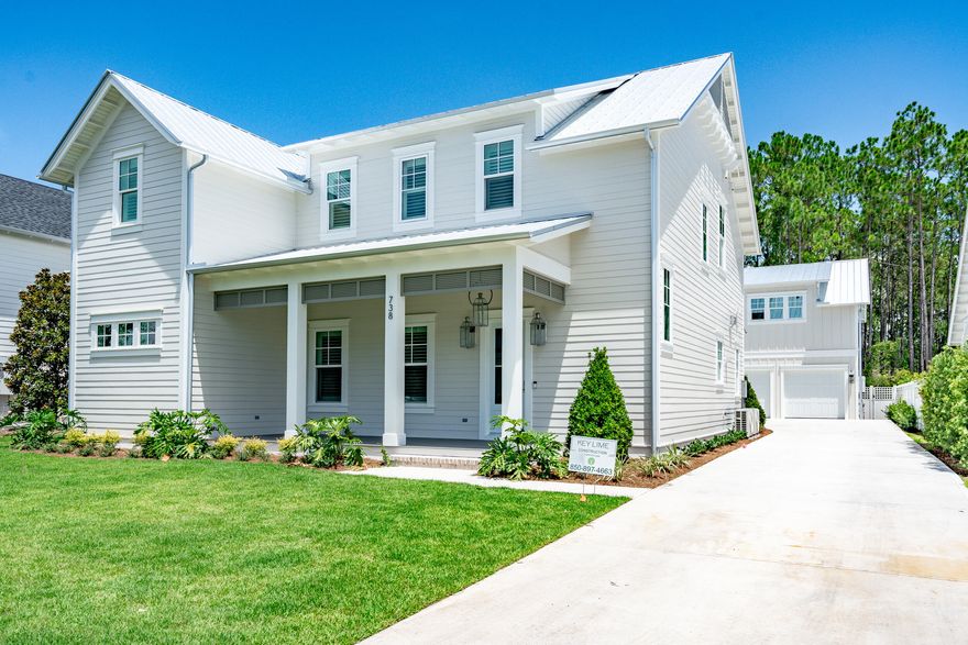 MOVE-IN READY and Gorgeous - Seller paying $20,000 in Buyer's closing costs! Introducing the Magnolia plan, a custom 5 bedroom, 5.5 bathroom plan (totals include carriage house) by Key Lime Construction located in the prestigious Greenway neighborhood of Watersound Origins. The 2-car detached garage has a carriage house suite above adding the fifth bedroom for extra space for family and friends to visit in luxury!  This custom metal roof plan, presents 2 Owners' Suites! The 1st floor Owner's Suite is located directly off the large Foyer, leading to the spacious Great Room/Living Room that hosts a separate large Dining area directly off the Kitchen for easy access, a dry bar and a gas fireplace for delivering a cozy ambiance. The upstairs includes the 2nd Owner's Suite, along with 2 other Bedrooms and a Workout studio/Flex room.

Interior features include quartz countertops, wood flooring throughout, 10' ceilings throughout, crown molding in living room and bedrooms, upgraded Wolf/Subzero appliances with gas range & hood along with built-in Sharp microwave drawer. Outdoor features include all metal roofing with 5V crimp, gas lanterns, screened in back porch, an outdoor summer kitchen, cabana with wood burning fireplace and a private pool! This home also offers plenty of energy and safety features a full security system, electric heat pump, tankless water heater, and more.  

The Watersound Origins community is a wonderful neighborhood full of amenities including the Village Commons pool & fitness center, sports courts, miles of nature trails, dock access to Lake Powell, unlimited golf and much more. 

**Pricing for inventory homes include lot premiums and may include optional upgrades. Added options/upgrades and pricing are subject to change. Please check with your Watersound Origins community specialist for the latest upgrades and pricing for this home. 