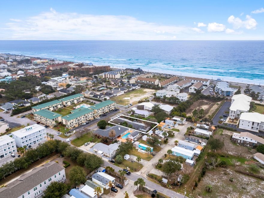 Welcome to a rare opportunity to own the perfect lot in Miramar Beach! This prime piece of real estate is just four minutes away from a beautiful white sandy beach and crystal clear waters, allowing you to enjoy the natural wonders of life every day. This incredible beach lot provides an opportunity to build a truly special home or even a rental property.  The local community has plenty to offer, such as fresh seafood restaurants, local markets filled with goods, public beach access to unwind and take in a sunset.  Currently there are 5 rental units in place (Four 2 bedroom and One 1 bedroom) with tenants on a month to month basis.  May qualify to be granfathered as current use. Don't miss this chance - come see how this lot fits into your plans to build today!