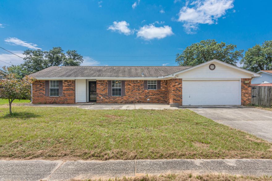 NEW ROOF BEFORE CLOSING!! Back on the market due to no fault of the seller. Honey, you're home! This lovely brick ranch home sits in a cul de sac with a neighborhood that offers sidewalks for the family. Walk in through the front door and immediately feel at home. This home has a split bedroom floor plan and offers a bonus room or 4th bedroom for you! Right inside to find the bonus room to your right and the large open living room straight ahead that offers french doors that leads to the extremely large open patio and fully fenced in backyard. To the left, you will find two bedrooms and a bathroom. The spacious master bedroom also features french doors to the back patio where you can sit and relax your morning coffee. The master ensuite also features double vanities and a walk in closet!