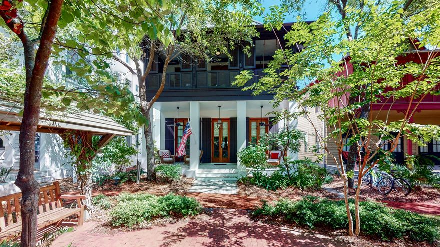 Immaculate home with a carriage on one of Rosemary Beach's quiet north side parks. New to the market, beautifully decorated and very well maintained, the home features hardwood and stone floors, large closets, high ceilings and a two car garage. The home is light and bright with an amazing open floor plan. A large sitting porch faces the green space that acts as an extension of your own yard. Explore the iconic town of Rosemary Beach by foot or bike. Enjoy the restaurants, shops and the beautiful beach! Homeowners have access to five neighborhood pools, including the owner's pool, a world class tennis facility and fitness center. An amazing opportunity for a primary residence, second home or rental investment.