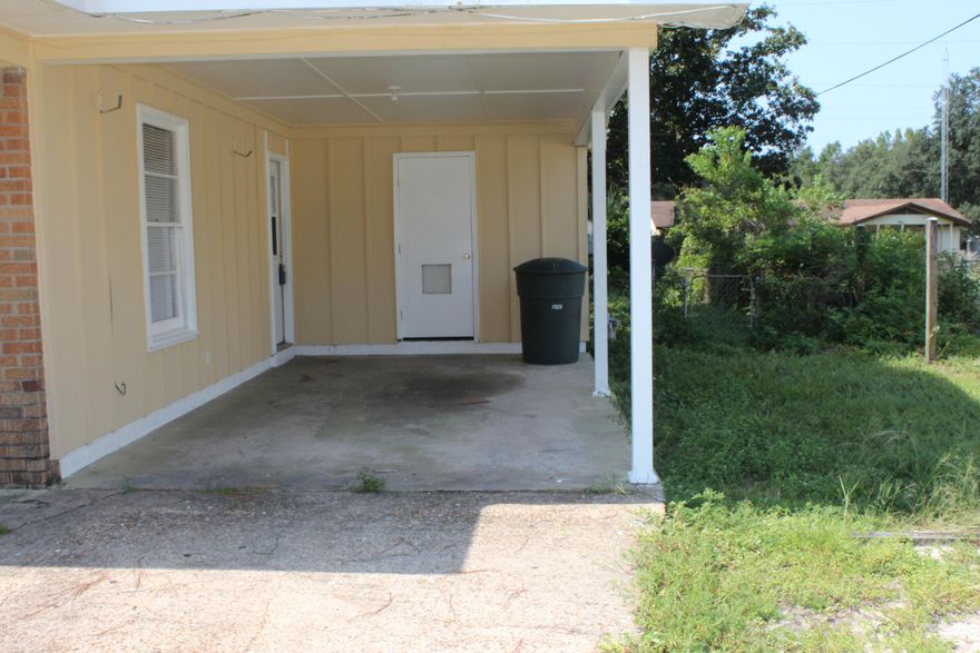 PRICE OF $100,000 - SELLER TO PAY DOC STAMPS ON DEED. TAX PRO-RATIONS AND REALTOR FEE ONLY. IF BUYER IS USING FINANCING, BUYER TO BE 'FULLY' PRE-APPROVED BY LENDER FOR A CONVENTIONAL ''AS IS'' LOAN. Nice three bedroom, one bath, Living Room, Dining Room and updated Kitchen. Includes a whole house ventilator draw fan which works really good. Home is located in a good Community and situated on large lot. Fenced Back Yard for your childrens' safety. Included as well, is a covered carport which could easily be turned into an enclosed garage. Nice sized Storage and Laundry Room off the Carport. All window treatments stay with home.