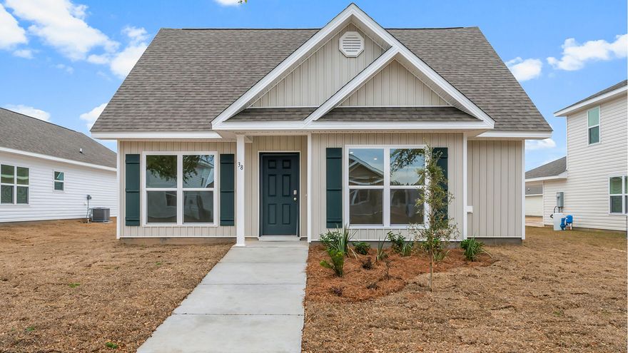 The Owl's Head community is conveniently located off of Highway 331 in Freeport.  We are only 8 miles to Interstate 10, and 16 miles to beautiful beaches and Highway 30 A.  We offer 6 floor plans, 3 and 4 bedrooms.  All homes have rear entry garages.  This community offers a community area with paved walking trails and a spring fed lake. The Mason is a single story, 3 bedroom, 2 bath homes. This home has a foyer and a separate area for a dining.  The primary bathroom has both a shower and a large soaking tub.