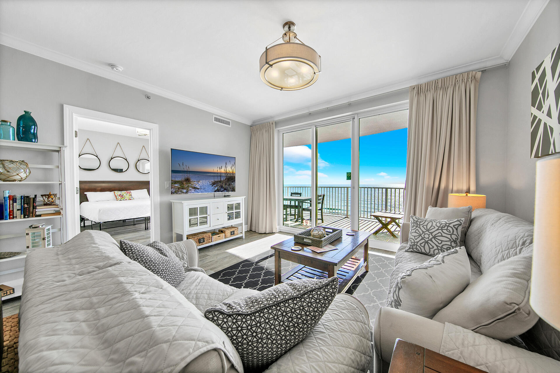 Over $41K already on the books for 2025! Escape to your Gulf-front paradise at Twin Palms, a luxurious gated community with direct beach access and stunning sunset views. This 2BR/2BA condo has been totally renovated floor to ceiling, including stainless steel appliances, modern tile, and new countertops. The extra-large curved balcony offers breathtaking views of the Gulf of Mexico, while the master suite features sliding glass doors leading to your private outdoor oasis. Enjoy resort-style amenities like a gulf-front pool, fitness center, sauna, and proximity to Pier Park shopping and fine dining. Includes assigned parking and owner storage right outside your door, this condo is perfectly situated for a relaxing family vacation, just a short walk from local restaurants and entertainment