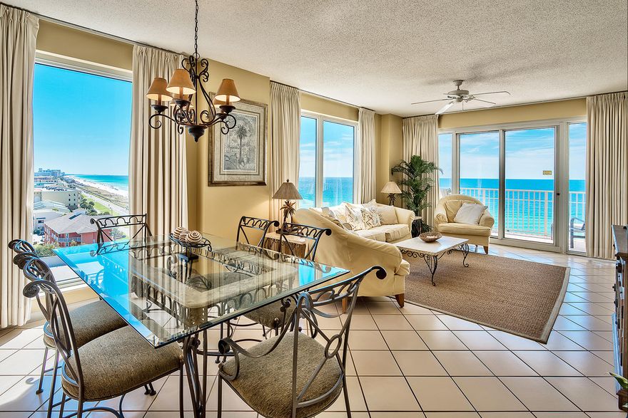 Delivering arguably one of the best gulf and beach views, this east end unit is on the ninth floor of Leeward Key, a low density condominium development in Miramar Beach. Tastefully decorated, the open floor plan incorporates tile floors throughout the principal living areas. Views from the balcony overlook the enticing waters of the heated gulf front pool and sugar-white sands of Miramar Beach across Scenic Highway 98. The easterly aspect of this private outdoor space provides welcome morning sunshine and some respite from the sun later in the day. Leeward Key residents enjoy exclusive privileges including private beach access, use of the fully equipped fitness room, BBQ grills, a community room and two sparkling pools, one of which is seasonally heated.