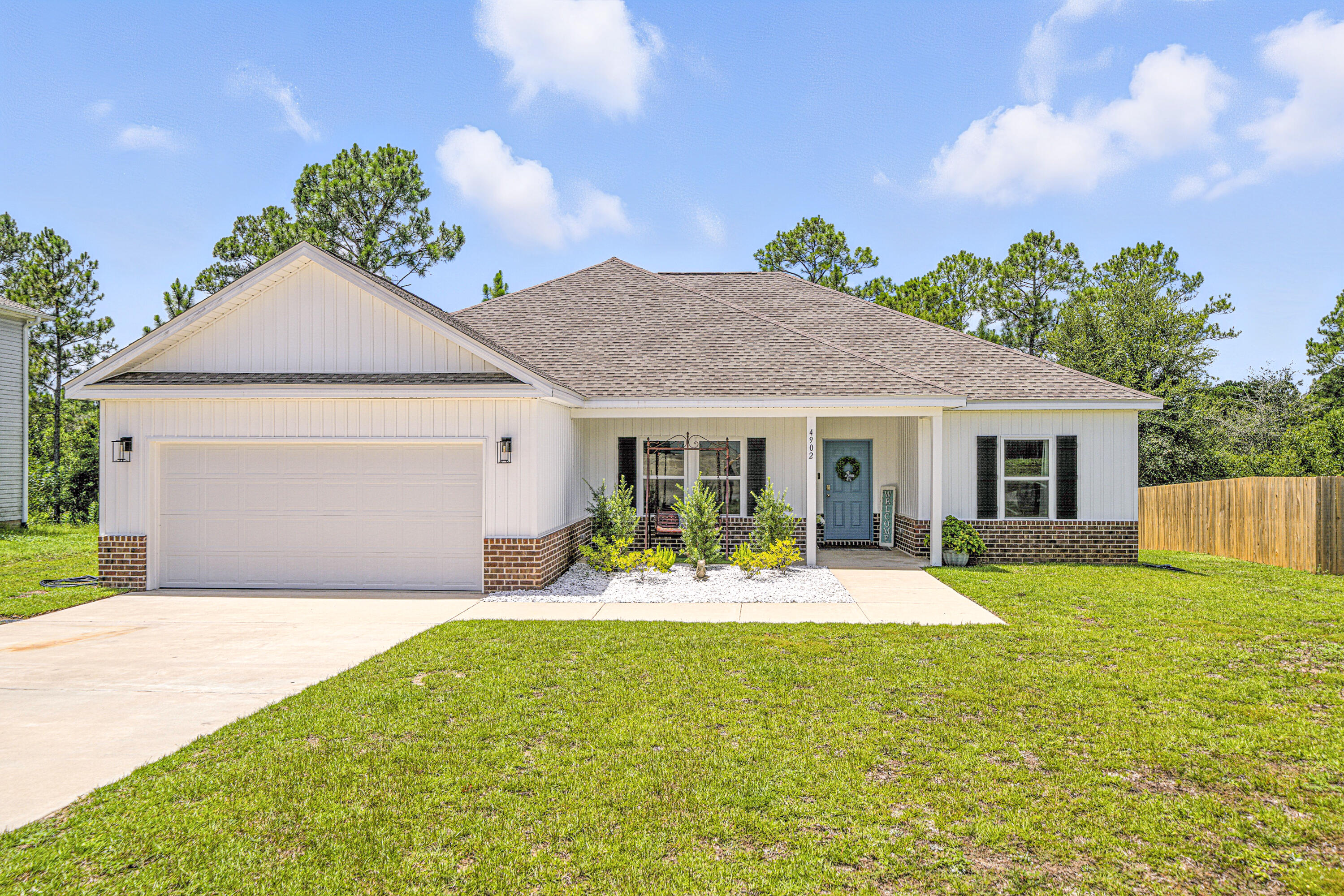This is THE home and 5.875% VA ASSUMABLE LOAN you've been waiting for! Welcome to this beautiful & like new, 2023 built home that's nestled in the desirable subdivision of PARTRIDGE HILLS of SOUTH CRESTVIEW where the HOA fee is only $164/yr! This subdivision features underground utilities, street lights, and has only 1 entrance/exit! The ''Peach'' floor plan, by Phillips Homes, offers the perfect blend of modern convenience with timeless charm! Its inviting atmosphere & well designed layout make it perfect for entertaining! Enjoy all these wonderful interior features: the perfect open & split floor plan, a 2-car garage, 4 BR, 2 BA, just shy of 1,800 sq ft, Carrara Quartz countertops and white shaker style cabinets in the kitchen and in both bathrooms, LVP flooring throughout with carpet in only 1 of the guest bedrooms, "Snowbound" paint color throughout, a huge kitchen island, stainless steel appliances, and a blue/white glass refrigerator that's less than a year old! The Master bathroom features a double vanity, a separate shower, a separate garden tub, and a large walk-in closet. Relax on the covered back porch and enjoy the peacefulness and privacy of no one living behind your home! Don't miss your chance to call this beautiful house your next home sweet SOUTH Crestview home! Let's set up your private tour today!
Home insurance quoted is only $885.12 per year ($73.76/month) from Affordable Home Insurance!
This home is conveniently close to bases, beaches, schools, shopping, & grocery stores:
* 7 miles to Duke Field AFB
* 6 miles to 7th Special Forces Group - Army
* 21 miles to Eglin AFB
* 31 miles to Hurlburt AFB
* 20 miles to Naval School Explosive Ordnance Disposal
* 31 miles to Coast Guard Station Destin
* 3 miles to Walmart
* 3.4 miles to Lowe's
* 3.8 miles to Publix
* 5.9 miles to Antioch Elementary School
* 5.4 miles to Shoal River Middle School
* 7.6 miles to Crestview High School
* 18 miles to Destin-Fort Walton Beach Airport
* 30 miles to Destin Commons
* 32 miles to the public beach access at The Crab Trap in Destin
* 27 miles to the public beach access at The Boardwalk on Okaloosa Island in Fort Walton Beach