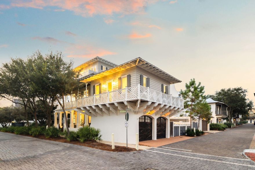 Welcome to 403 W Water Street, a rare opportunity to own one of Rosemary Beach's most remarkable residences. Located on the south side of 30A, four homes from the Gulf with Gulf views, just steps from the Town Center and Western Green, this home enjoys a premier location on a prominent corner lot along the iconic boardwalk to the H Beach Walkover. With 5 bedrooms, 6 baths and 4,592 square feet and wonderful storage, it blends timeless architecture with modern luxury.The first floor features a living area, laundry room and three spacious bedrooms with king beds, each with private en-suite baths, providing a restful retreat for guests. The second floor is dedicated entirely to living, dining, and kitchen spaces, creating an open and light-filled setting for gathering and entertaining. A gas fireplace anchors the main living area, adding warmth and character to the expansive open floor plan. Upstairs, the entire third floor serves as the master suite. This private sanctuary is complete with a balcony and living area with wet bar. The home captivates with wrap-around porches that bring the beauty of Rosemary Beach indoors. The elevator ensures effortless access to all levels.
French doors open onto multiple outdoor living areas, and the heated pool and outdoor living area with grill is the centerpiece for relaxation. The carriage house and two-car garage add flexibility and convenience for guests or extended stays.
Beyond the home itself, you'll enjoy the best of Rosemary Beach just steps away. The Town Center, and pristine beach access are right at your doorstep. The community's resort-style amenities, including four swimming pools, tennis courts, and a fitness center, further enhance the lifestyle this address affords.
Whether envisioned as a full-time residence, a refined coastal getaway, or a short-term luxury vacation rental, this home offers a rare combination of elegance, comfort, and a one of a kind location! Schedule your private showing today.