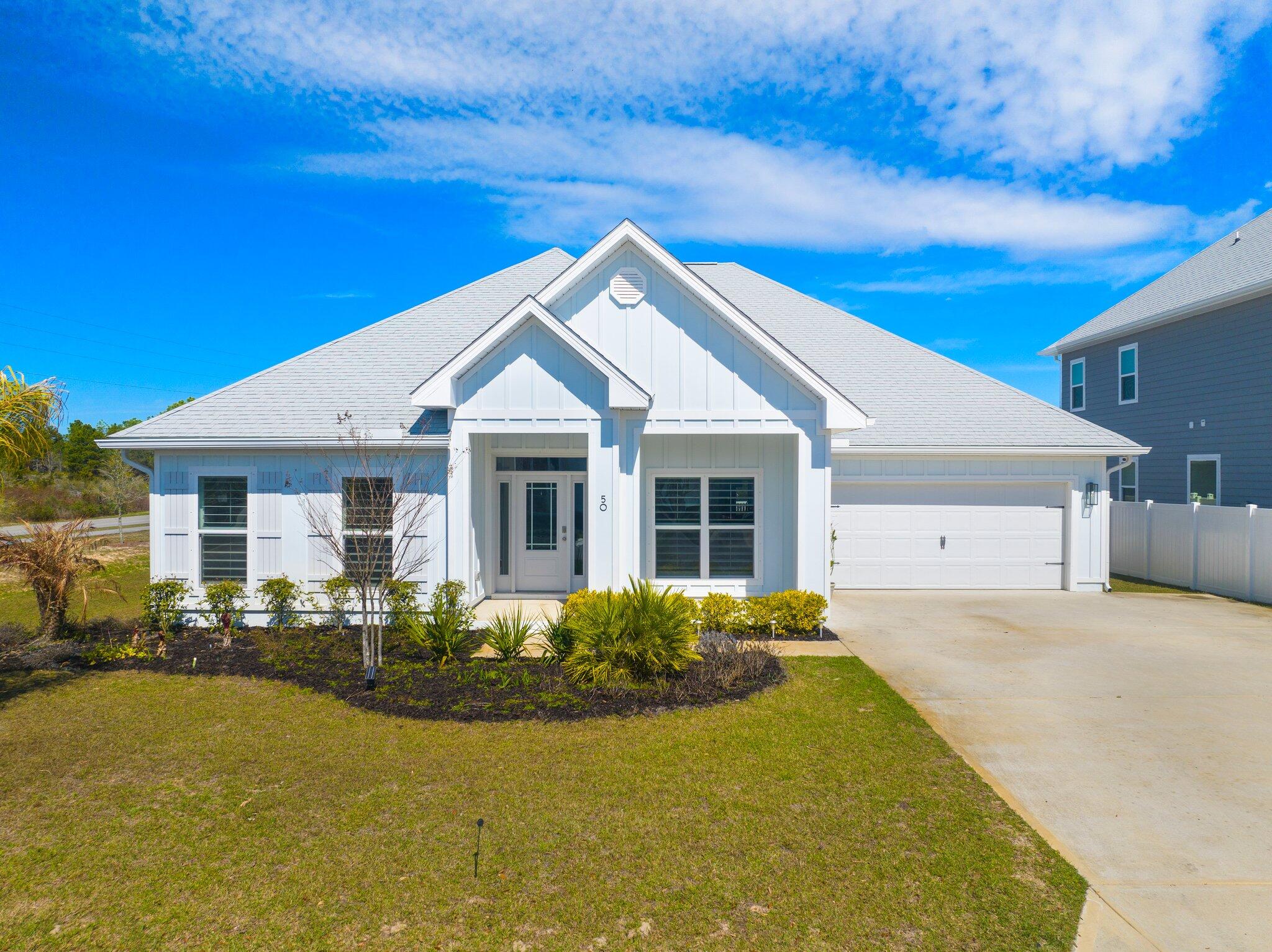 Welcome to 50 Nicklaus Ct, located south of Hwy 98 in the beautiful Santa Rosa Beach. This home has 3145sqft to include 5 spacious bedrooms, 3.5 bathrooms and private office with modern barn doors. Private laundry room with custom cabinetry and washer and dryer included. The stand out features of the kitchen and living room are spacious and modern, including gold hardware, beautiful backsplash, gas cook top, KitchenAid oven and appliances, a cafe refrigerator, large kitchen island, shiplap accents and more! This home offers a range of amenities and conveniences that will surely enhance your living experience. The fenced-in yard provides a private space, while the screened back porch allows you to enjoy the fresh air without any unwanted guests. A Rental Application Fee of $80 for each applicant will be collected to initiate a screening and criminal background check as part of the application evaluation process. Beach Sunsets Inc charges a Resident fee of $25 per month payable with rent. This charge is designed to provide convenience and professional service to each tenant(s). Pet Security Deposits are $500 PER PET and refundable if there is no damage at lease end. Pet Rent is $25 PER PET per month. At lease execution, security deposit(s), pet security deposit(s), and any lease required prepaid rent are due and payable. Your first rent payment is made the day you move in and due the 1st to 5th of each month thereafter